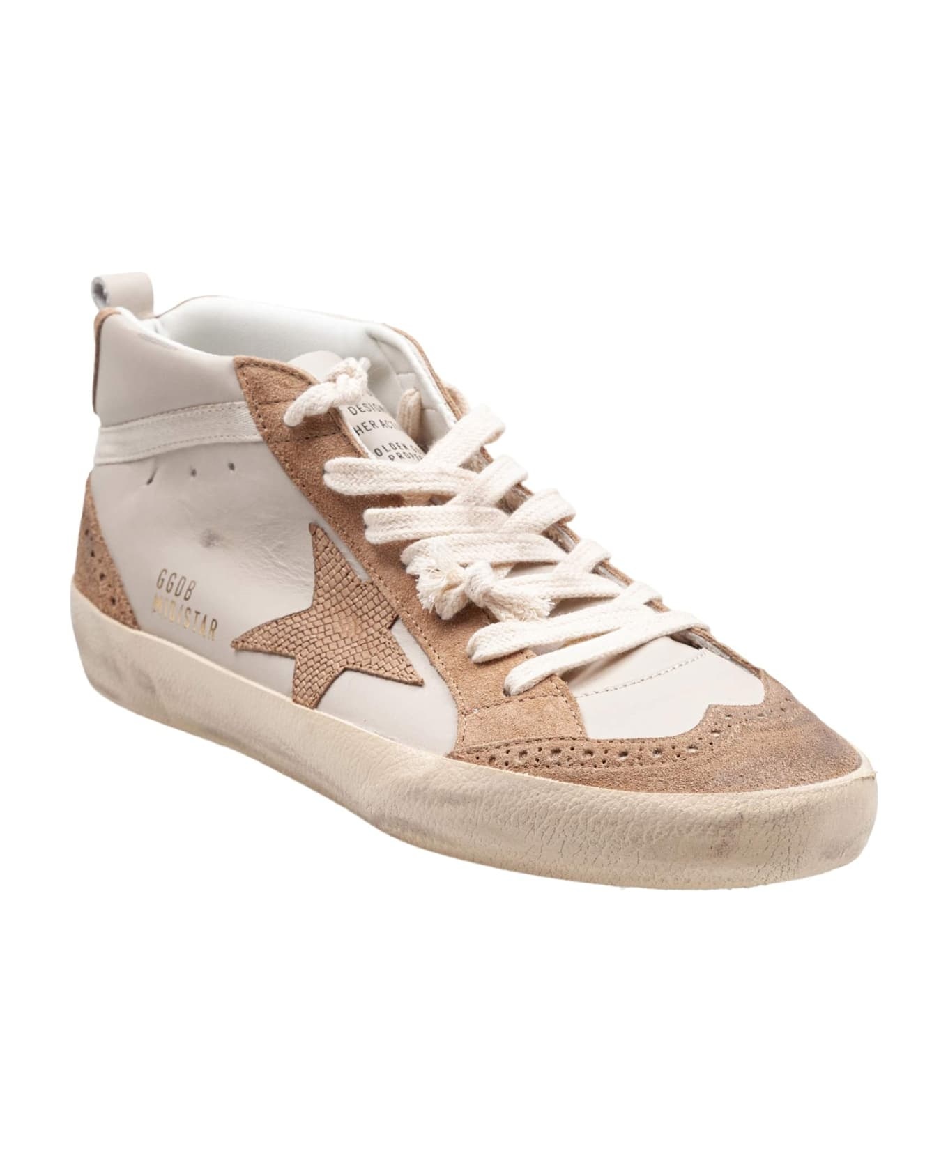 Golden Goose Mid Star Sneakers In Leather And Suede Color Grey/light Brown - 2