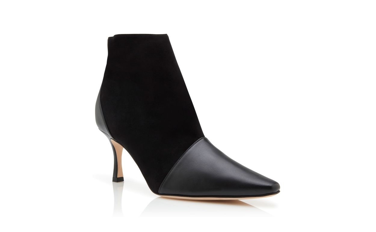 Black Suede Pointed Toe Ankle Boots - 3