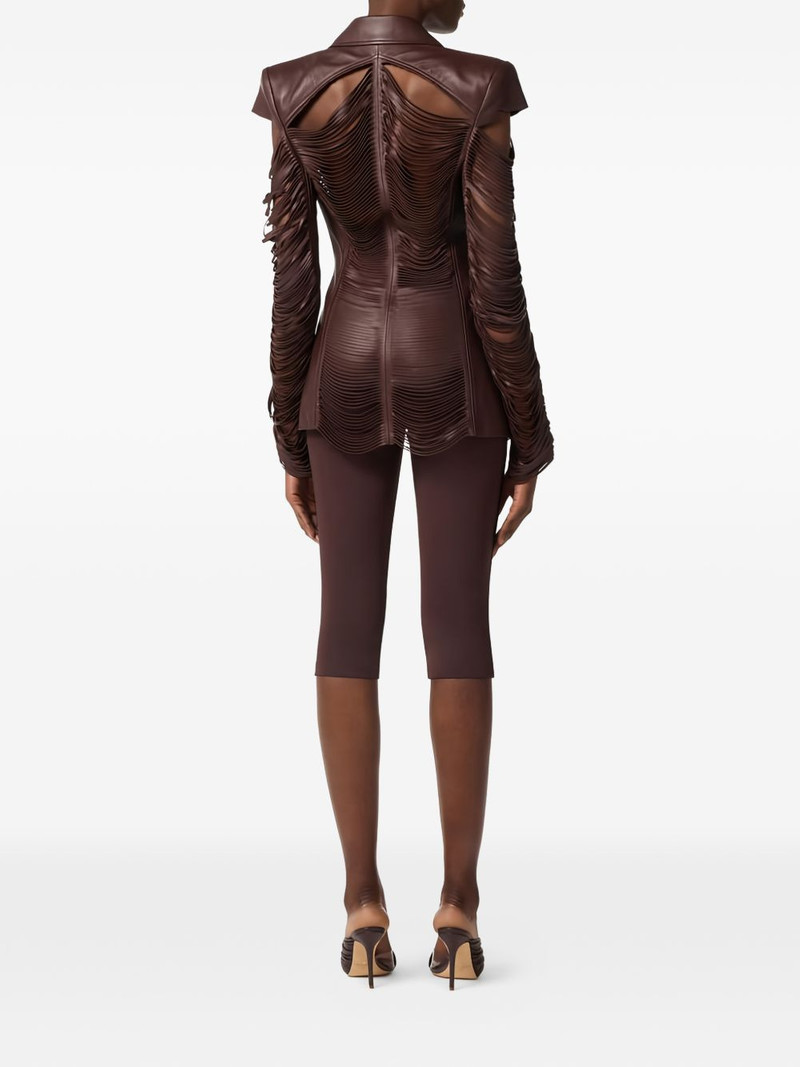 double-breasted fringed leather jacket 4