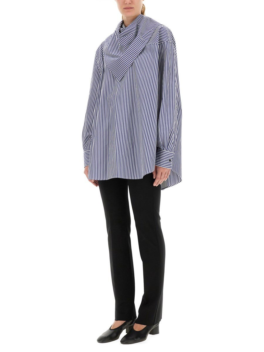 STRIPED COTTON BANDANA BLOUSE - 2