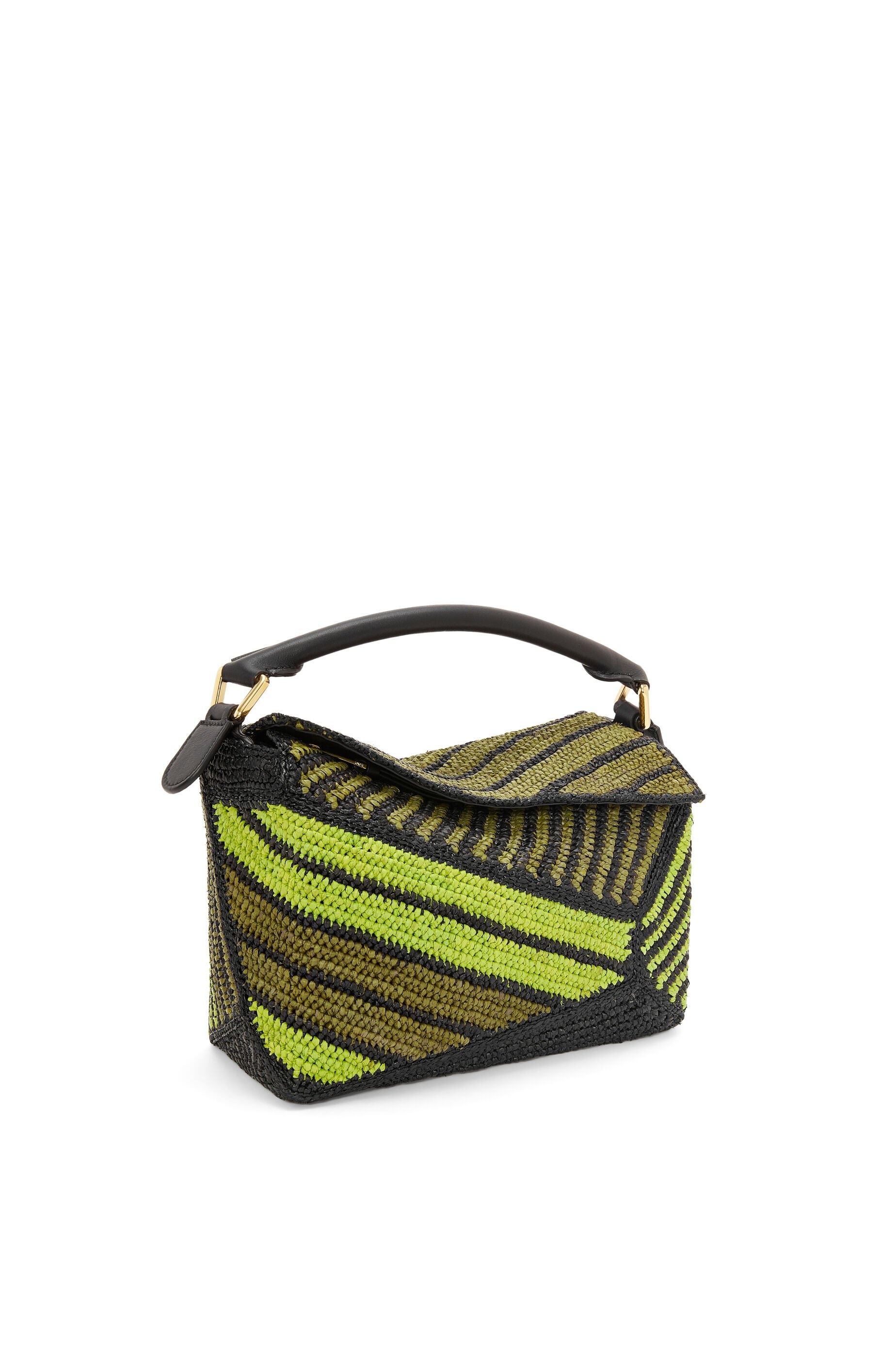 Small Puzzle Edge bag in raffia and calfskin - 5