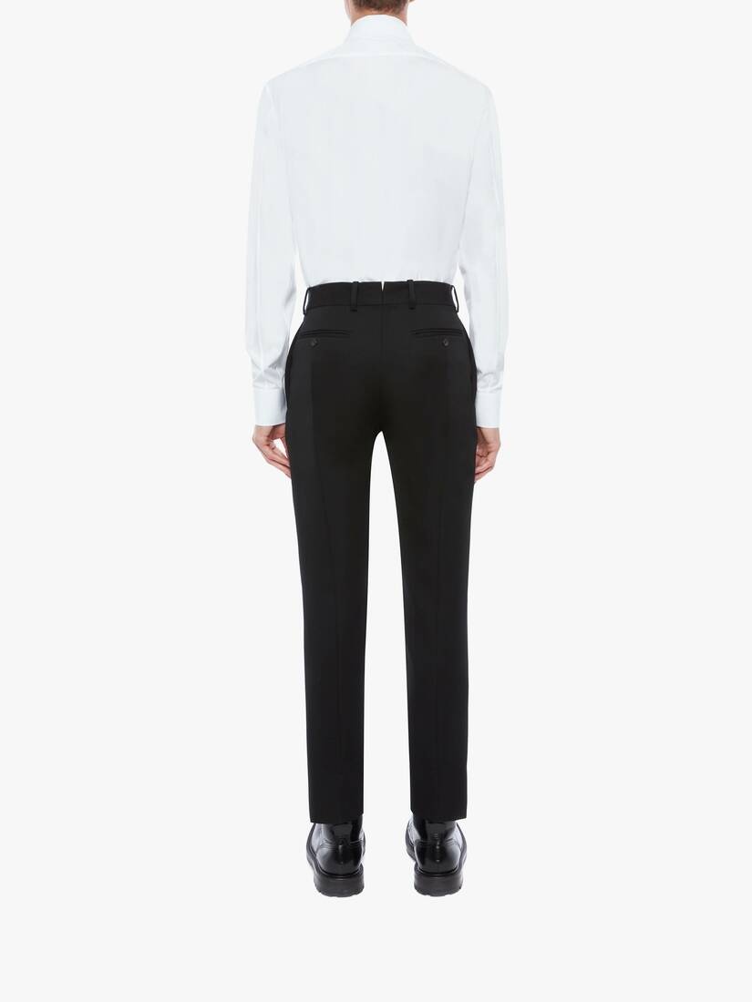 Japanese Barathea Wool Cigarette Pants in Black - 5