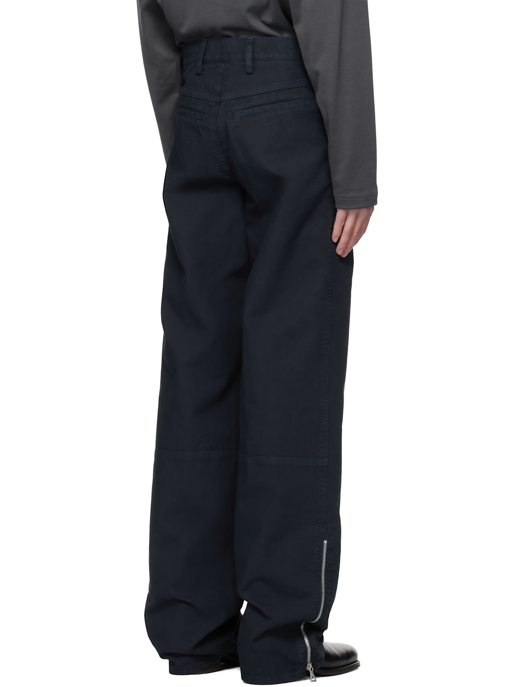 Navy Zip Trousers - 3