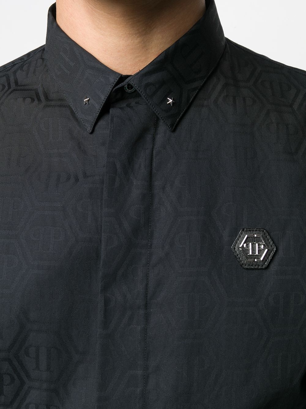 hexagonal logo print shirt - 5