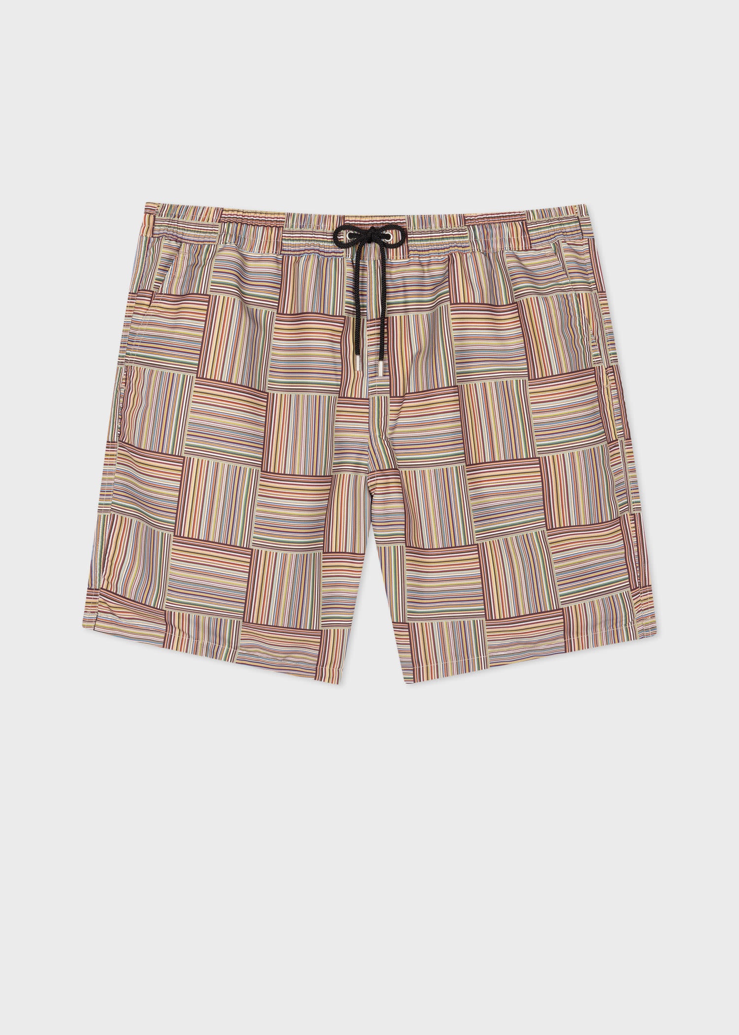 'Signature Stripe' Tile Long Swim Shorts - 1