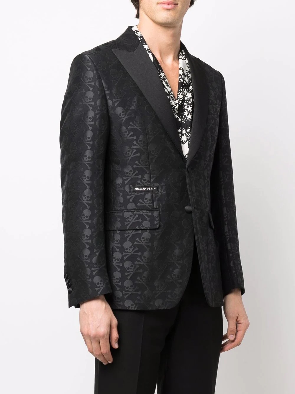 skull-print single-breasted suit jacket - 3