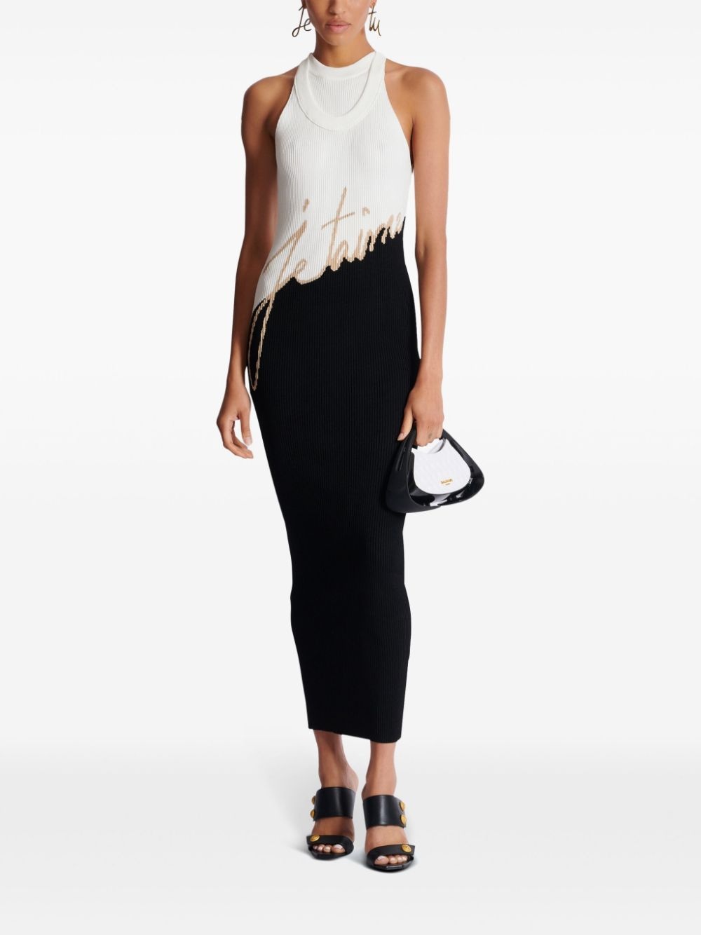 intarsia-knit logo midi dress - 2