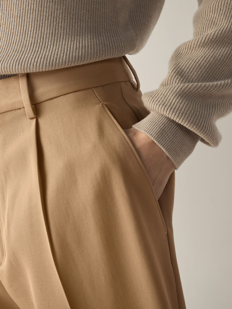 ZEGNA BEIGE COTTON AND WOOL PANTS outlook