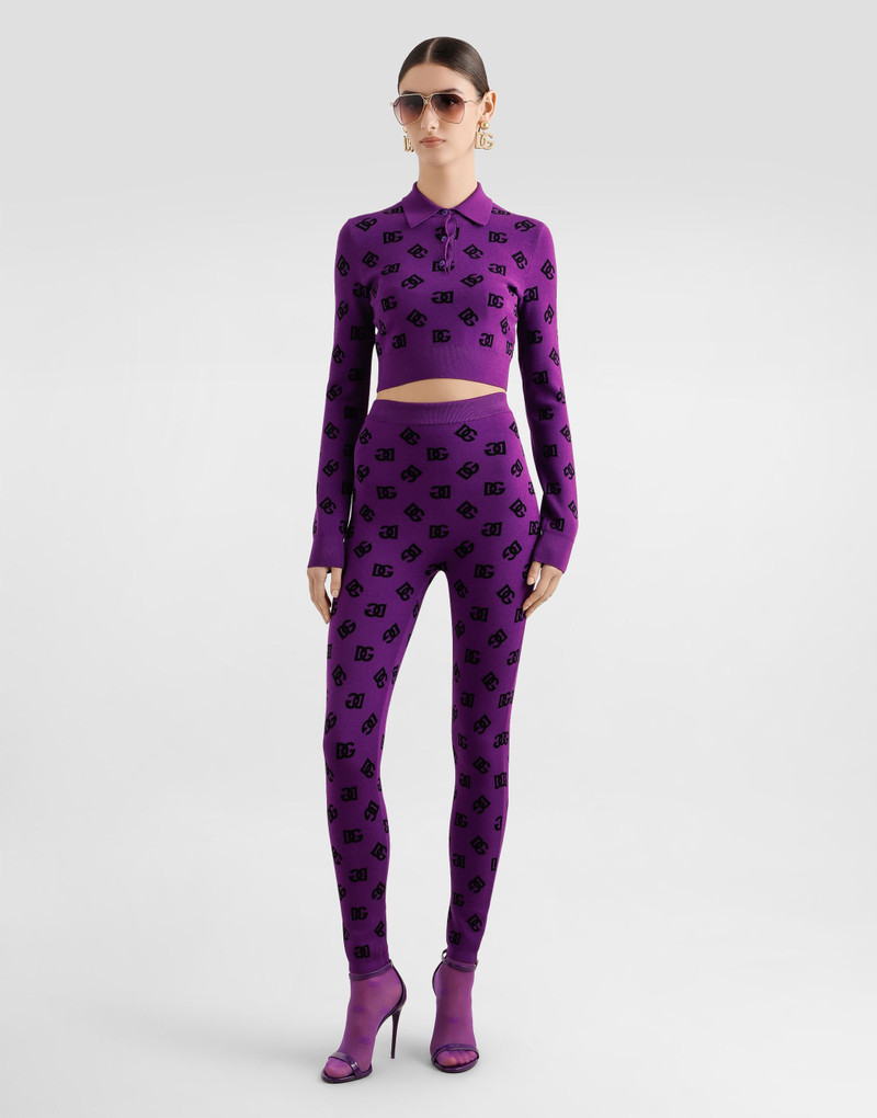 Dolce & Gabbana Long-sleeved viscose jacquard polo shirt outlook