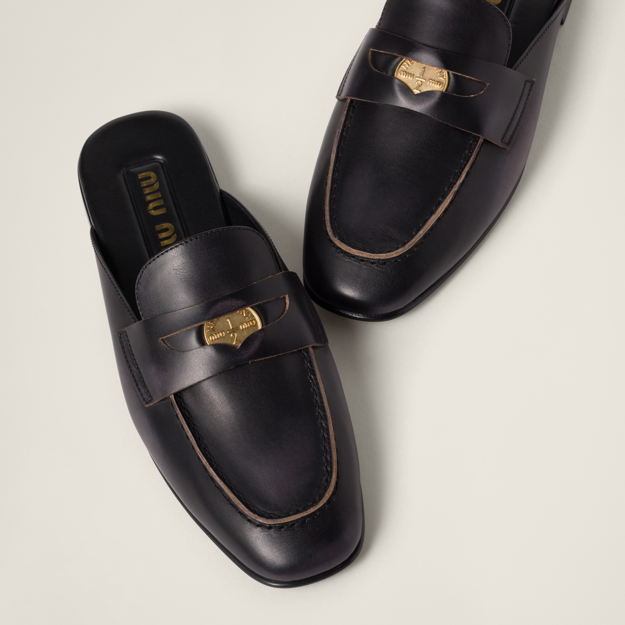 Bleached leather loafers - 4