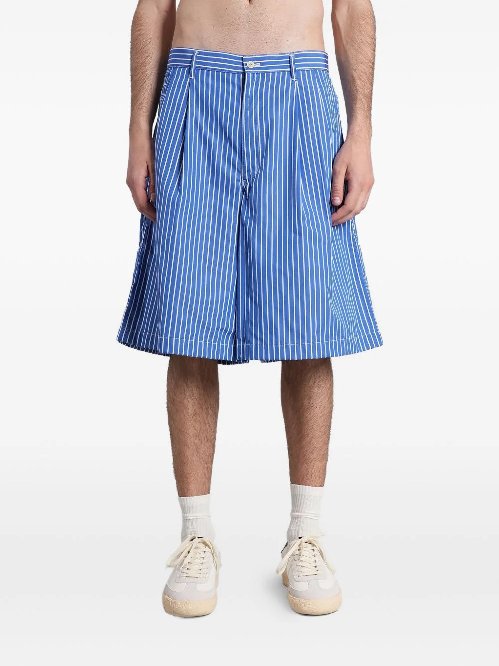 striped pleated shorts - 1