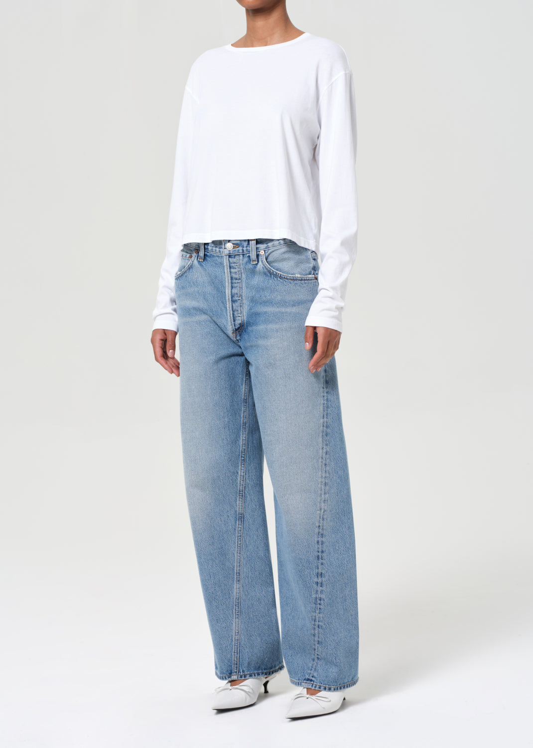 SYDNEY LONG SLEEVE TEE IN WHITE - 4