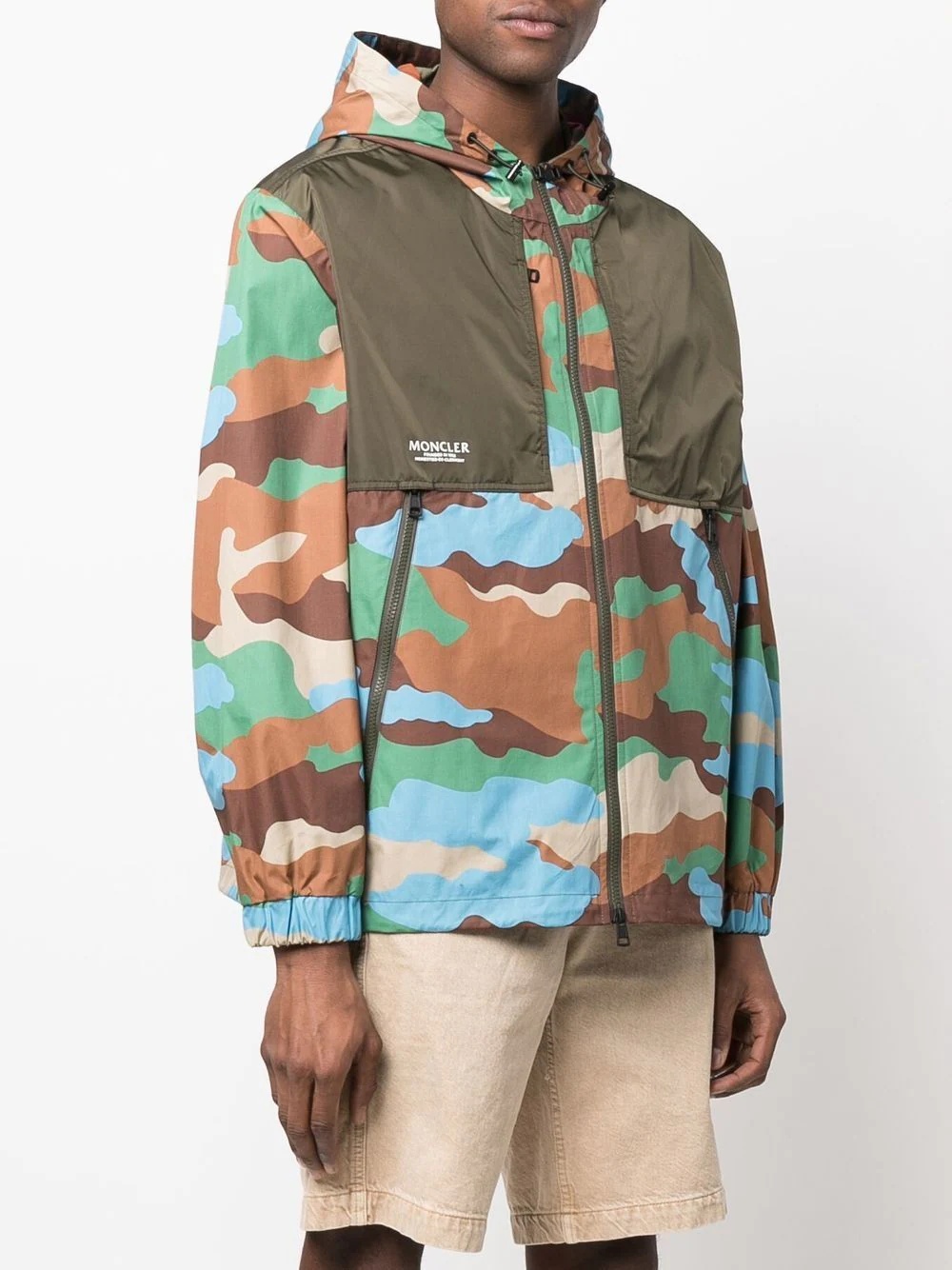 camo-print panelled hooded jacket - 3