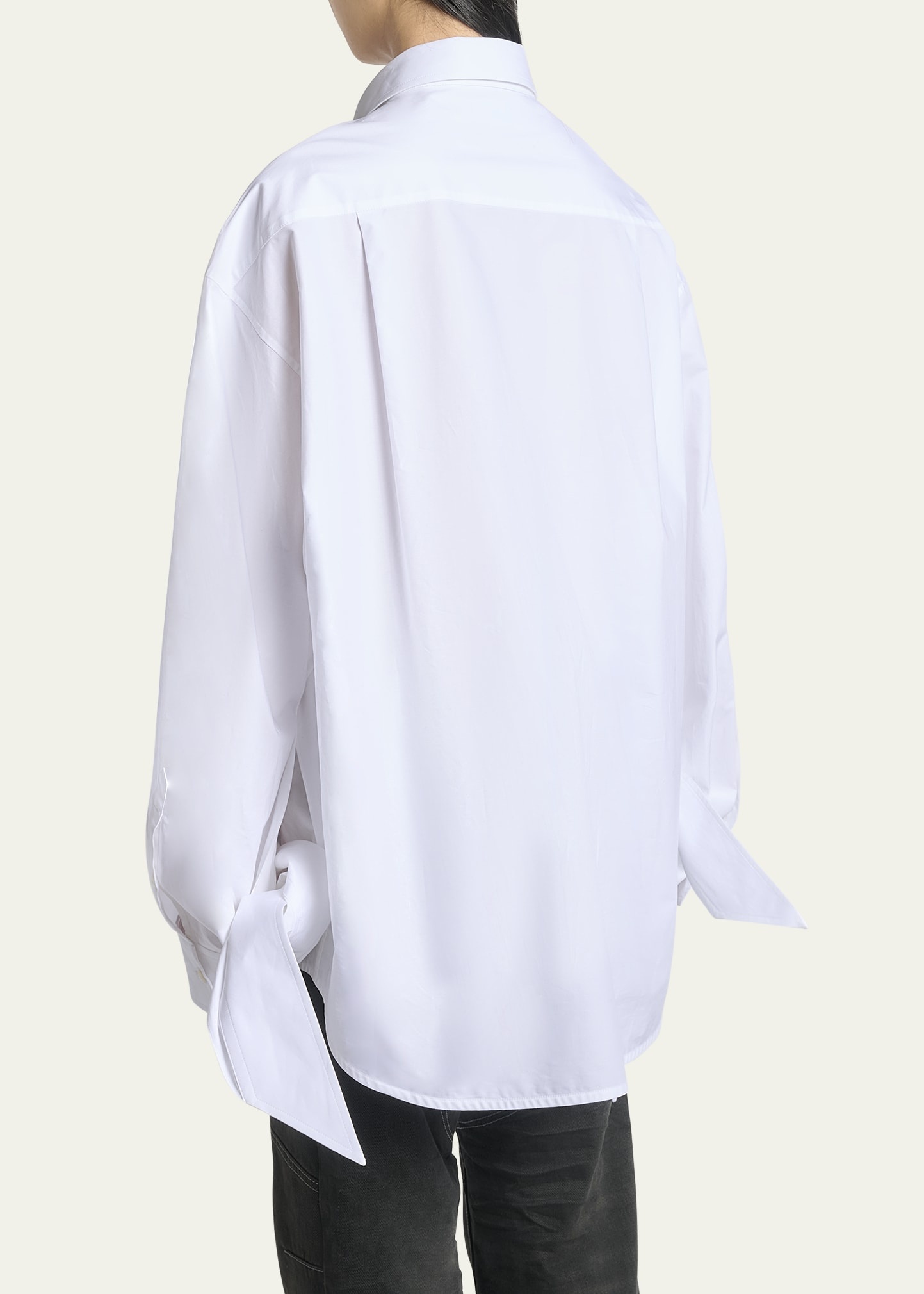 Knotted Cuff Poplin Blouse - 3