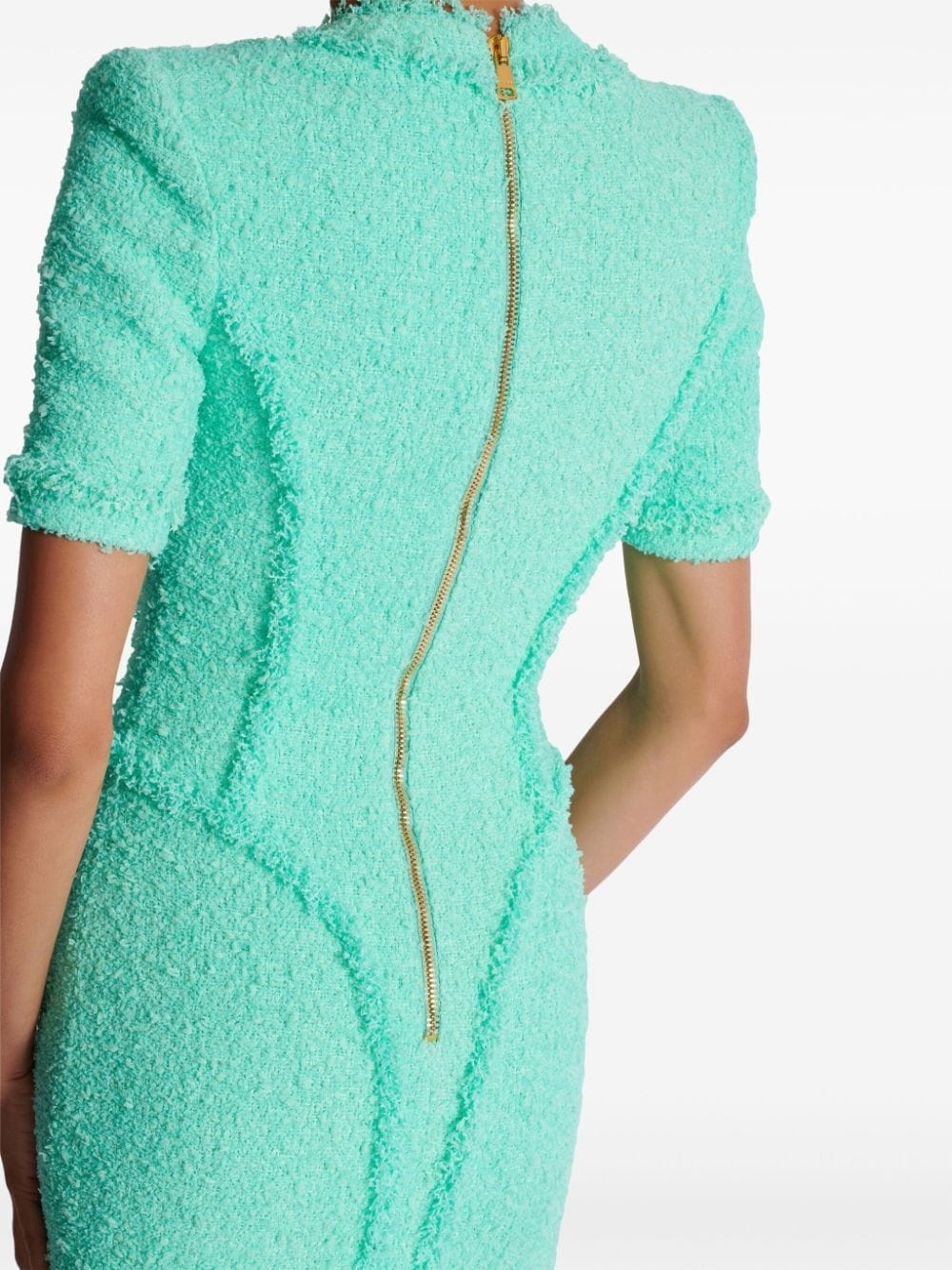 button-embellished tweed minidress - 6