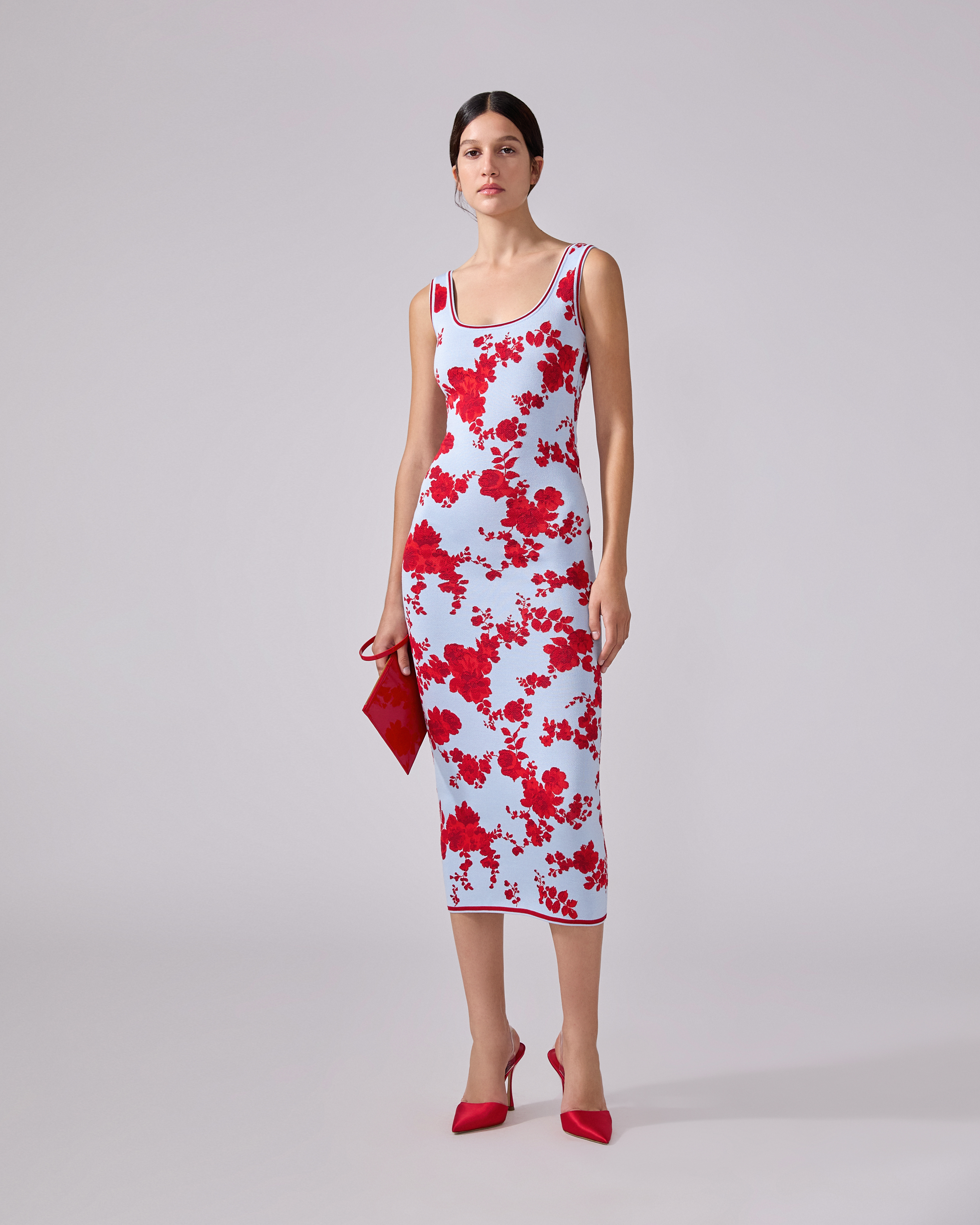 Floral Jacquard Scoop-Neck Dress - 2