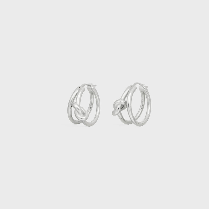 CELINE Knot Double Hoops in Brass with Rhodium Finish outlook