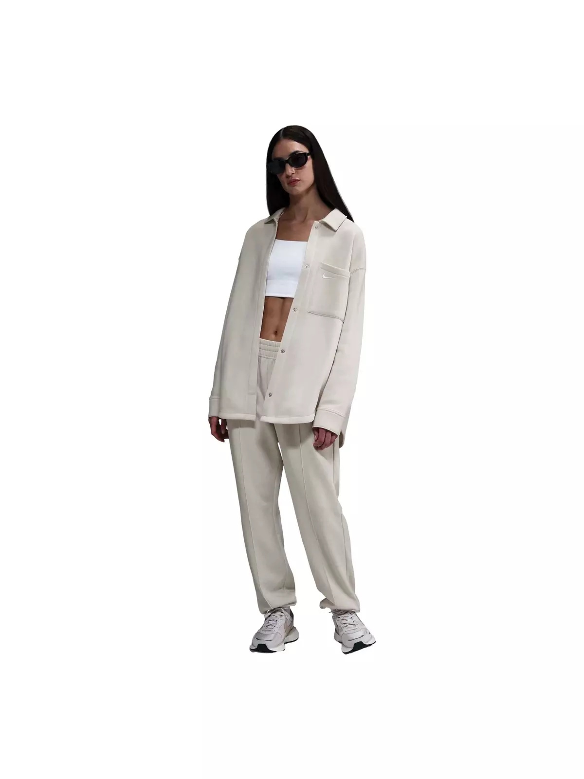 Women's Sportswear Phoenix Fleece Oversized Shirt Jacket - Light Brown - 4