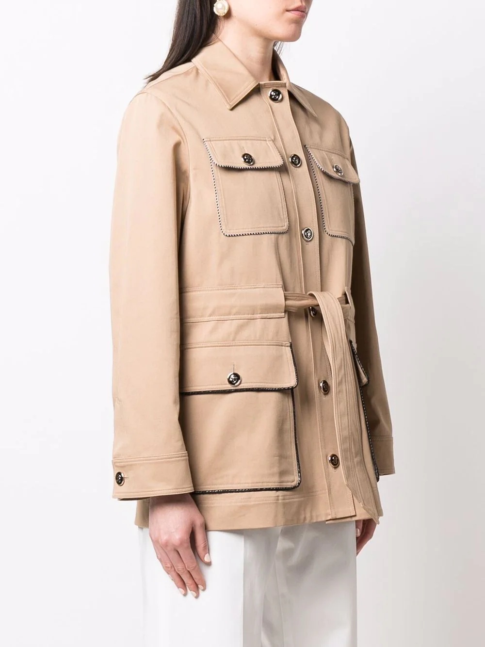 pocket-detail belted jacket - 3