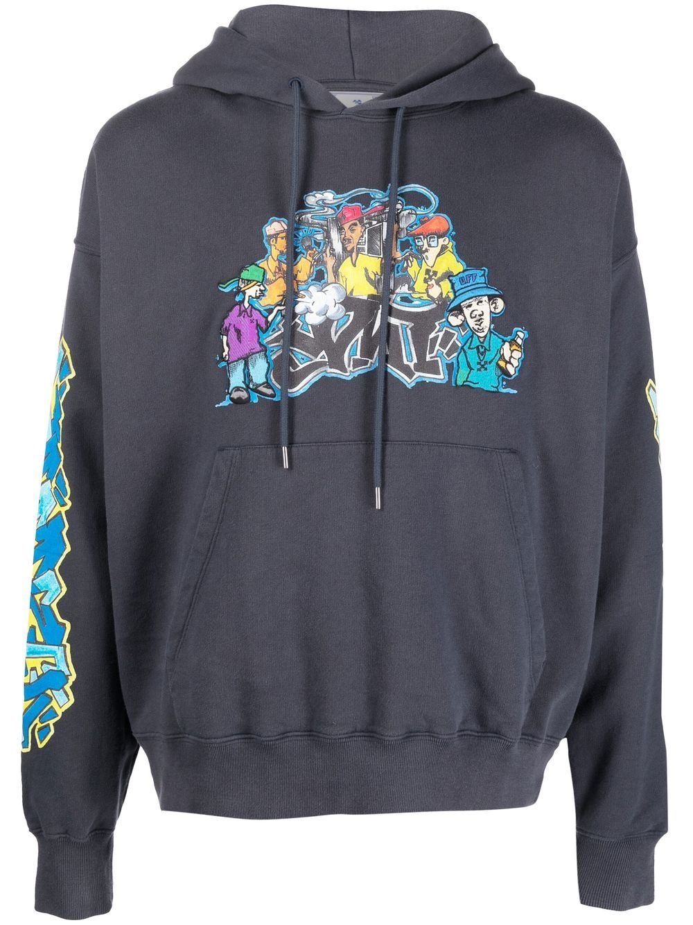 graffiti-print cotton hoodie - 1