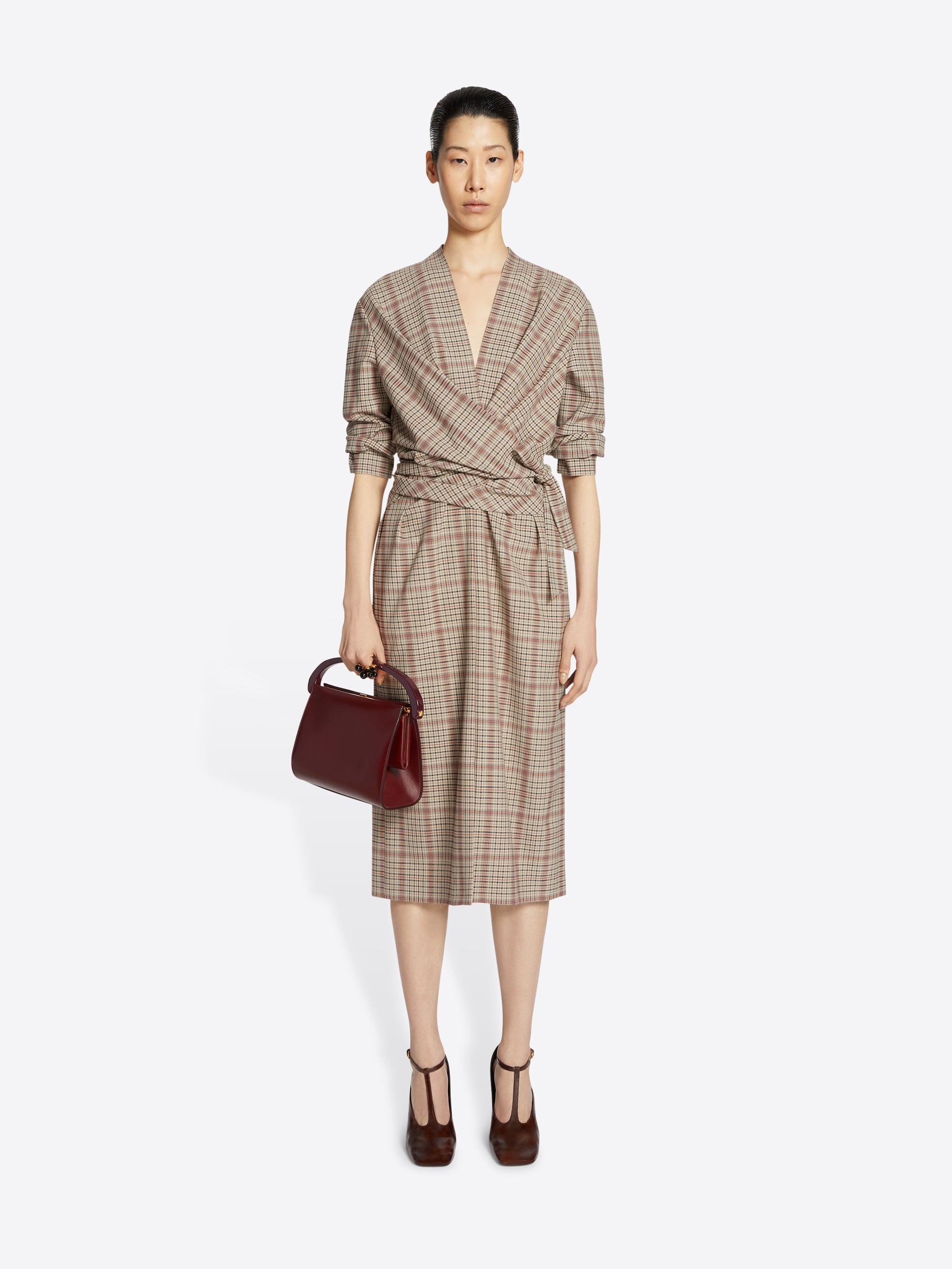 CHECKED WRAP DRESS - 2