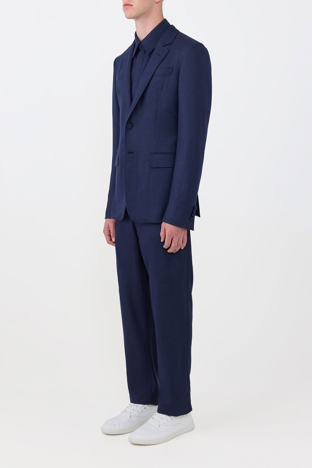 Irving Jacket in Navy Virgin Wool Cashmere - 3