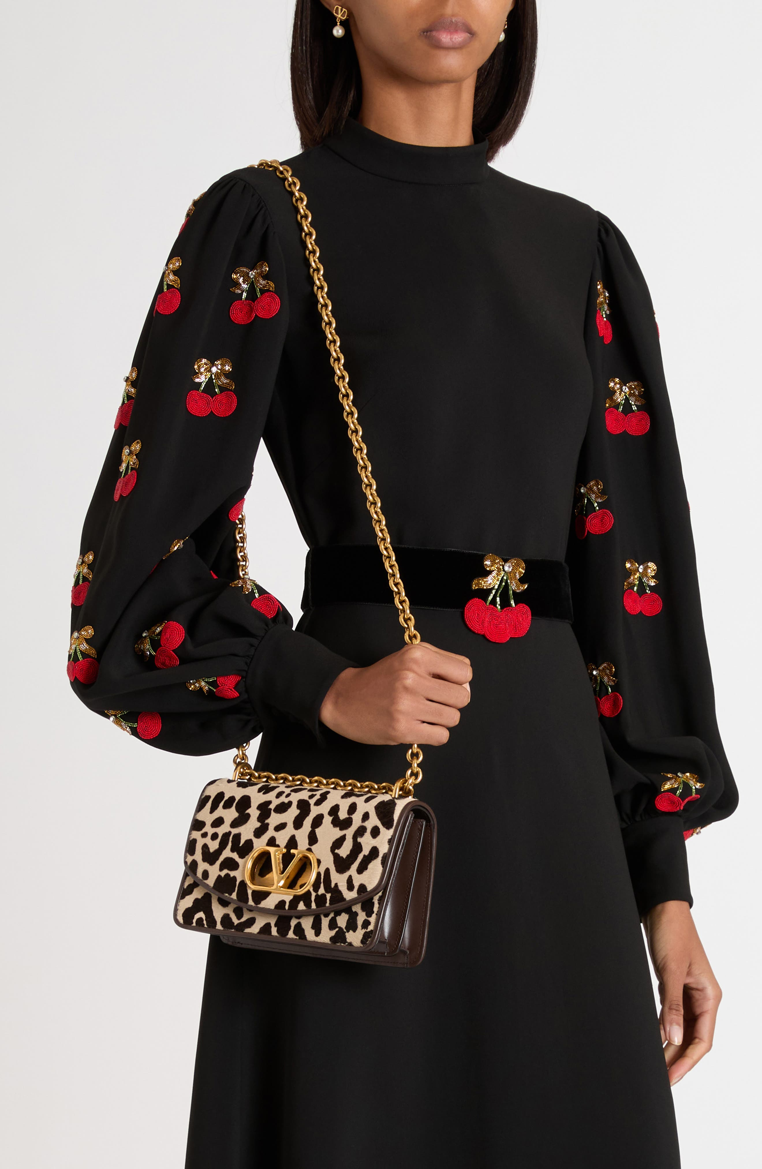 Valentino Garavani Small Vain Genuine Calf Hair Shoulder Bag in Naturale Testa Di Moro at Nordstrom - 3