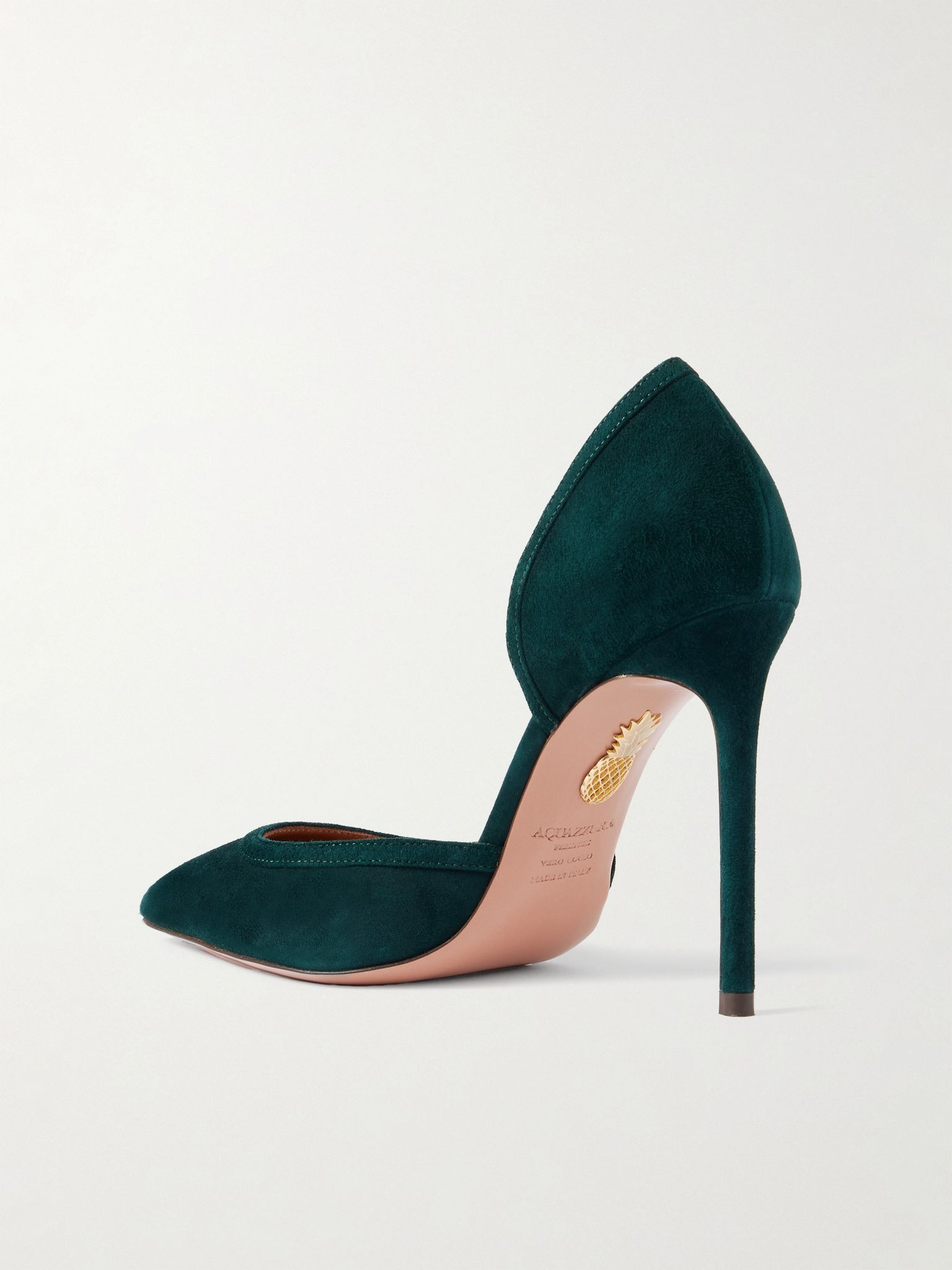 Soave 105 bow-detailed cutout suede pumps Dark green - 3