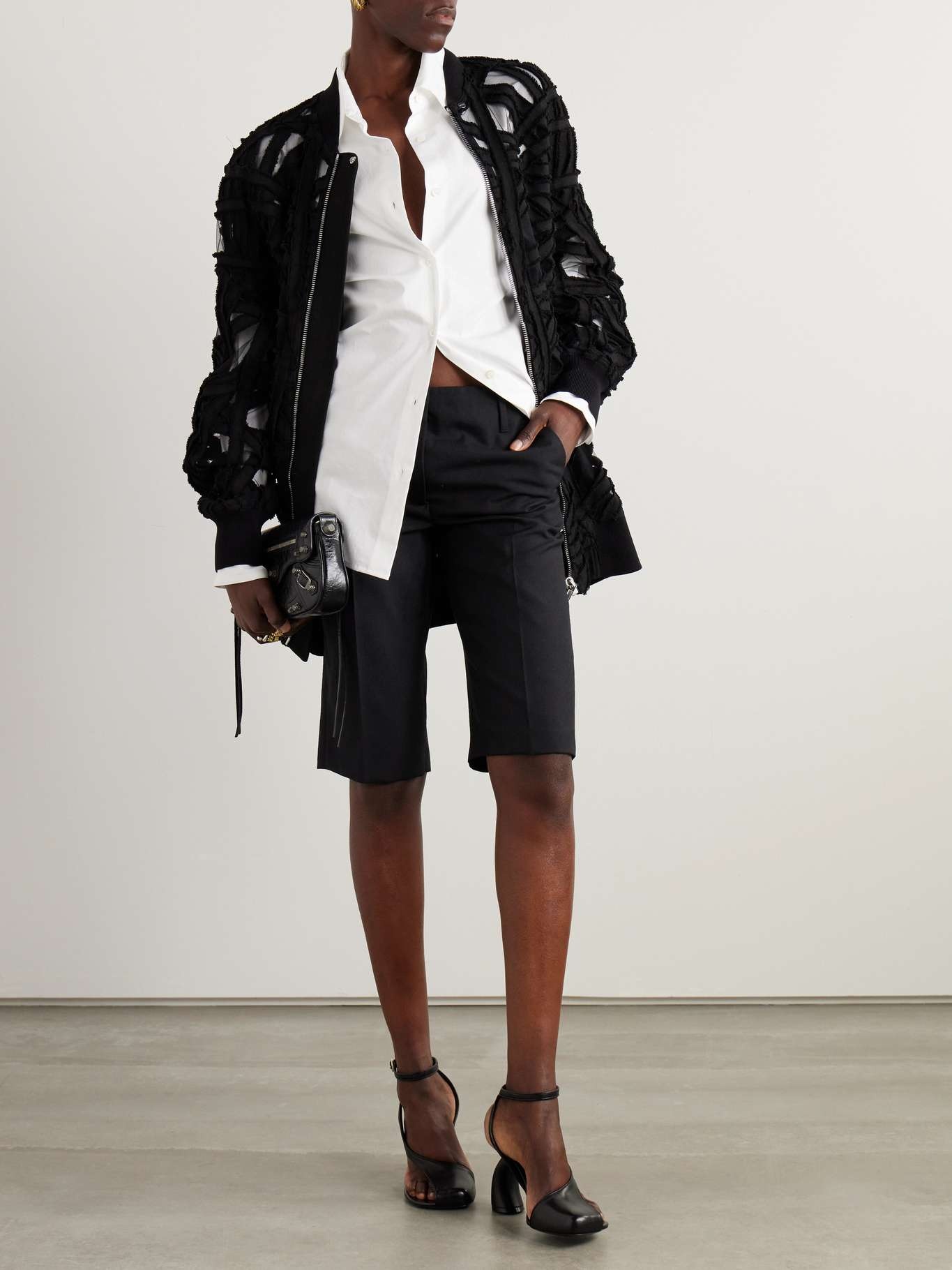 Peter Flight oversized appliquéd grosgrain and tulle bomber jacket - 2