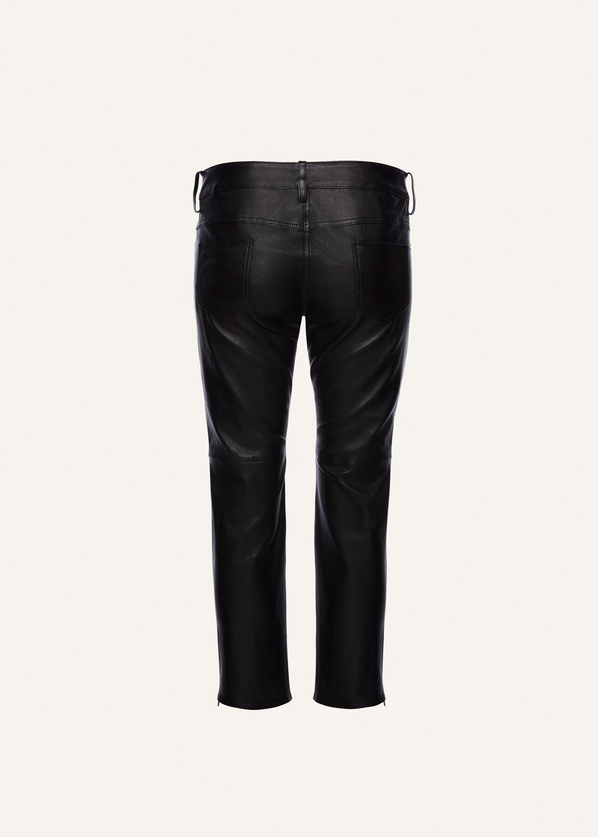 Low waist cropped leather pants in black - 2