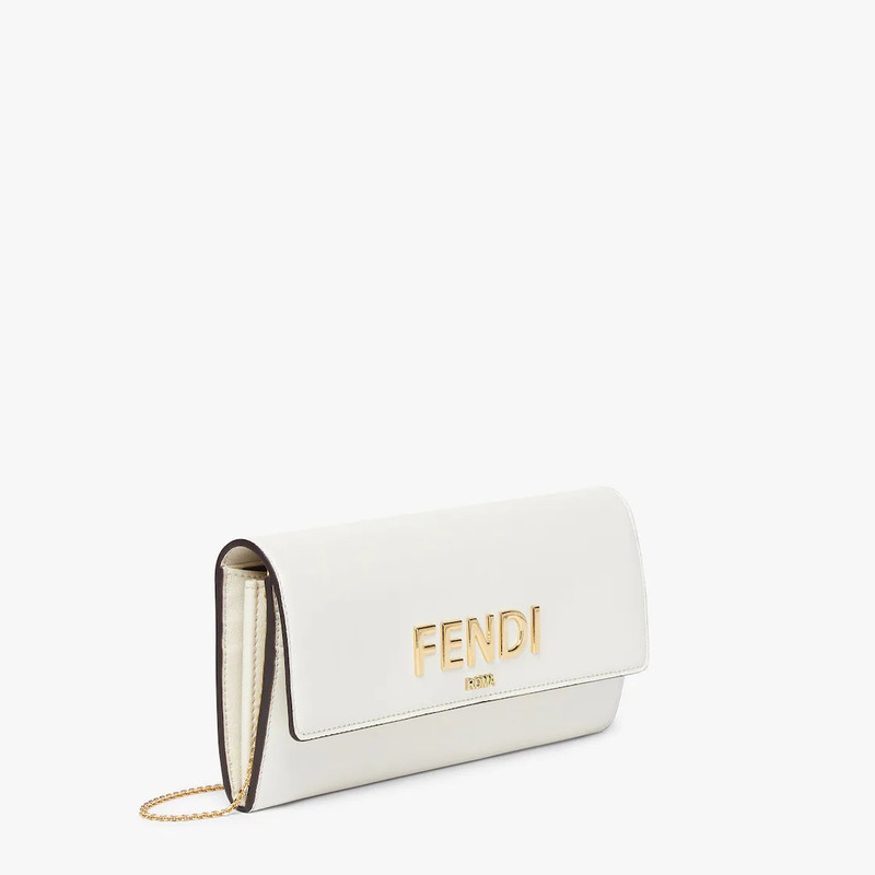 Fendi Roma continental wallet with short metal chain. The interior features two gusseted compartment 2