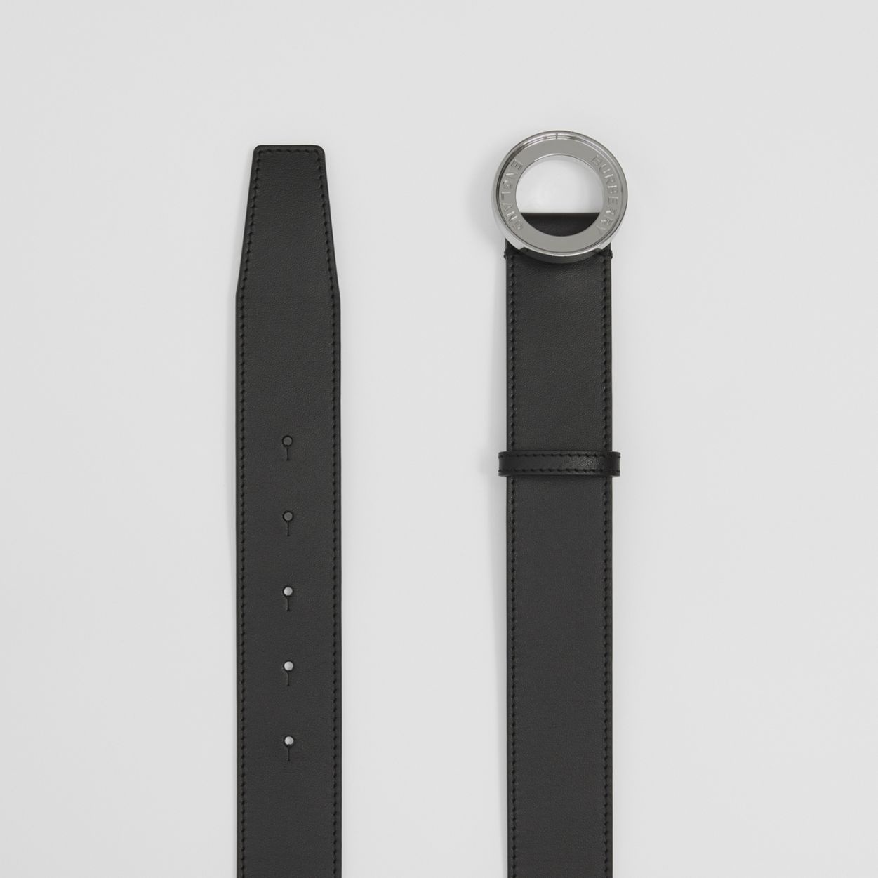 Engraved Buckle Leather Belt - 6