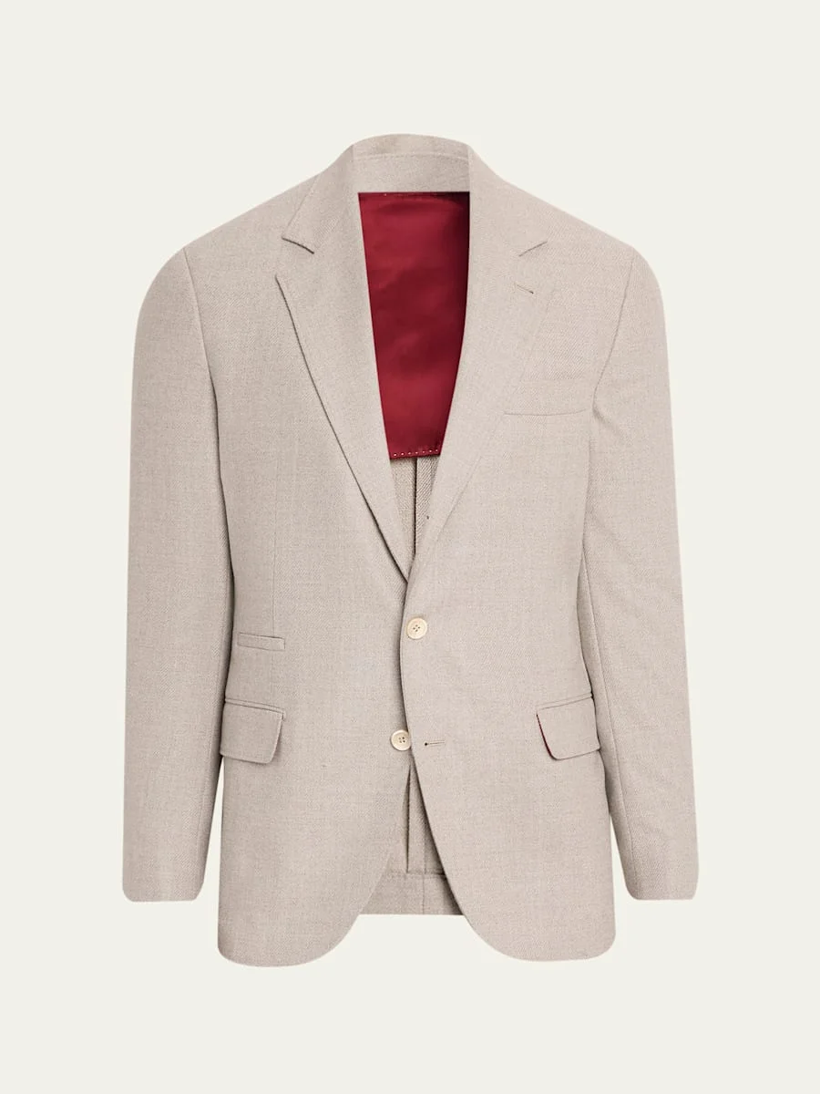 Men's Wool Flap Pocket Single-Breasted Suit Jacket - 1