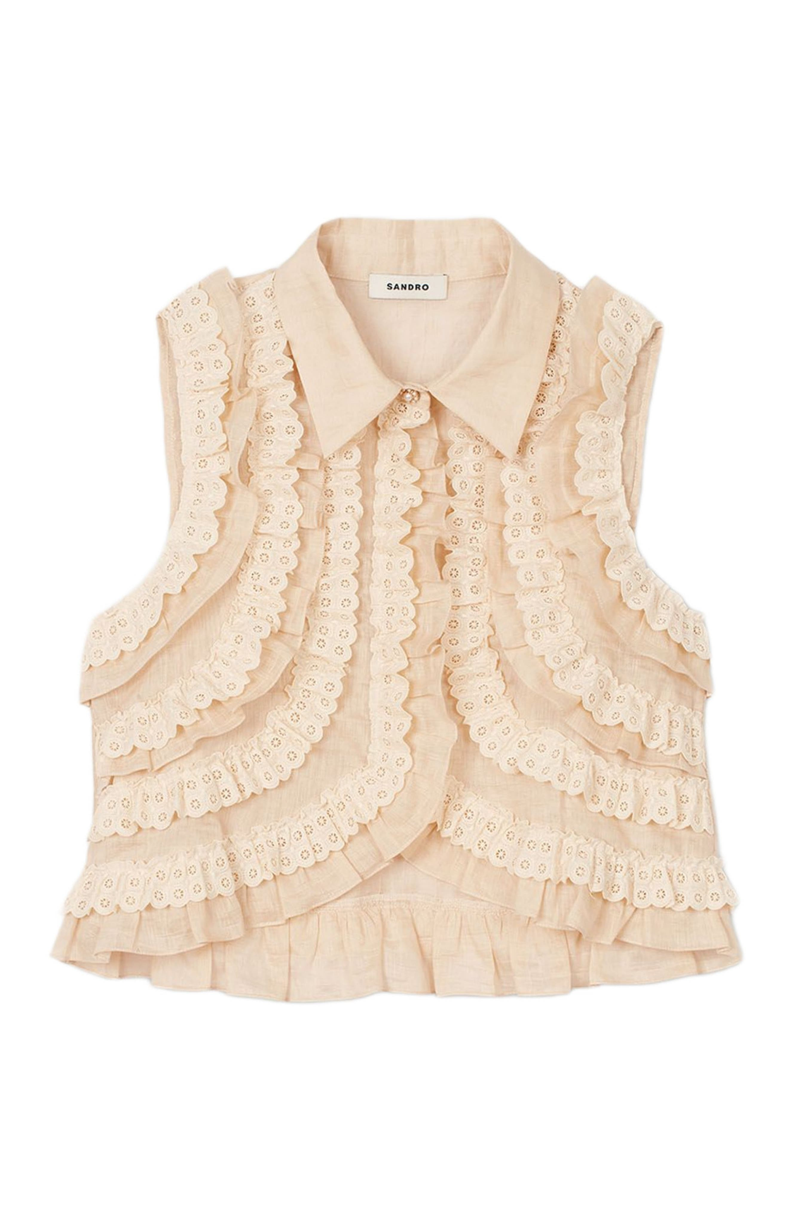 SANDRO Ruffled cropped shirt at Nordstrom - 5