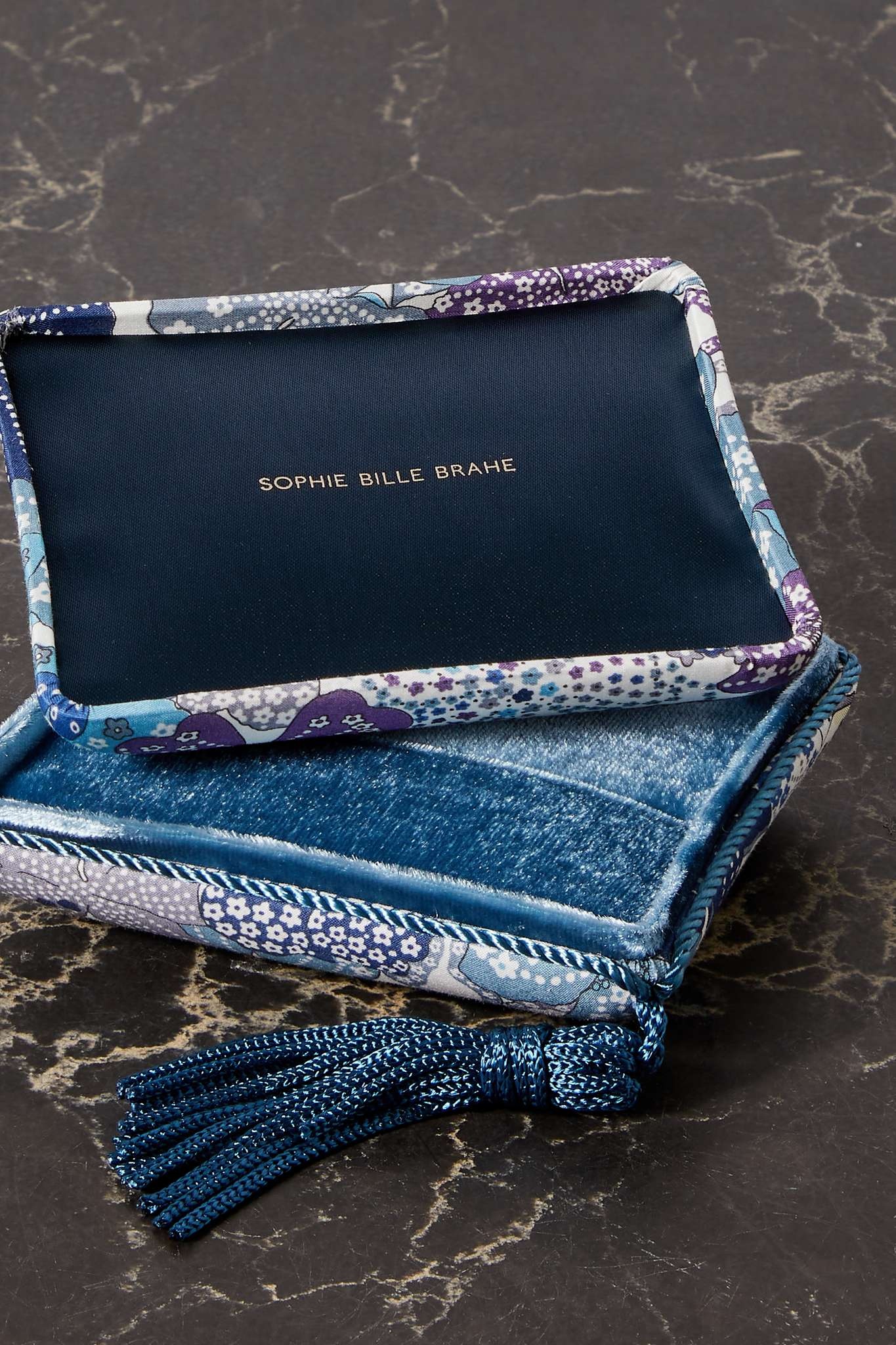 Hawaii small floral-print voile and velvet jewelry box - 4