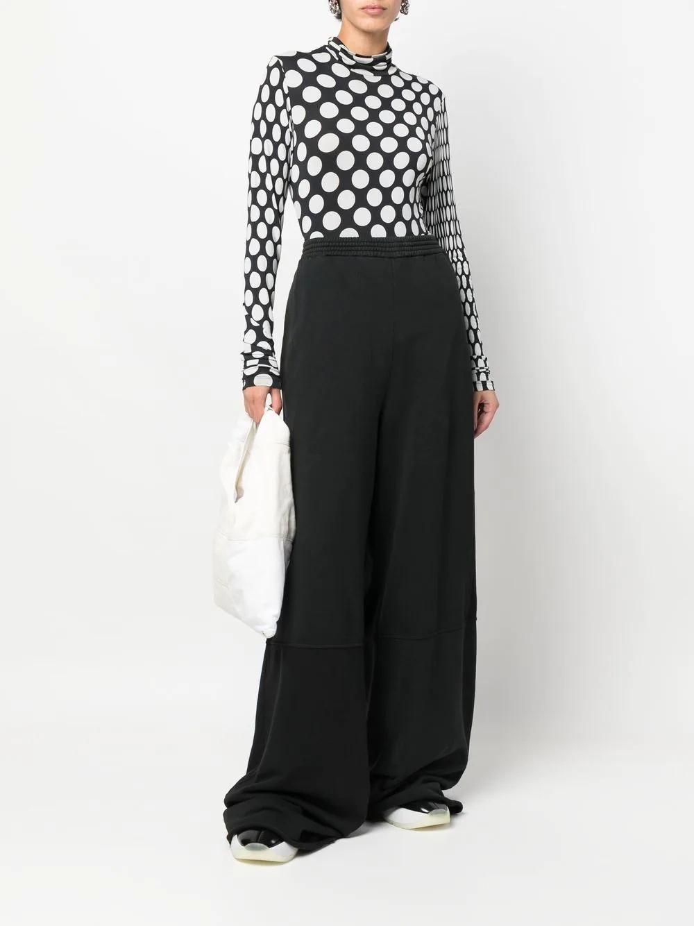 cotton wide-leg trousers - 3