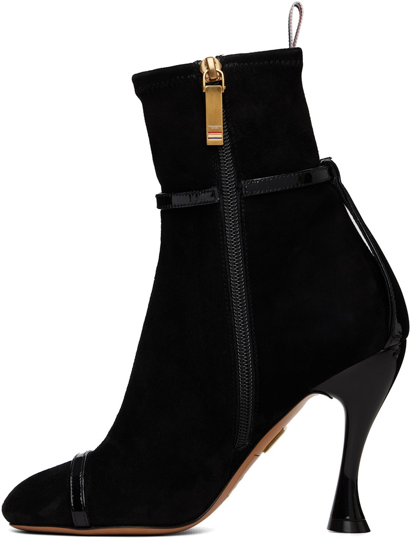 Thom Browne Black Soft Suede Trompe L'Oeil 4-Bar 105 Ankle Boots outlook