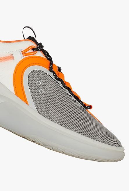 Gray and orange gummy leather and mesh B-Runner sneakers - 6