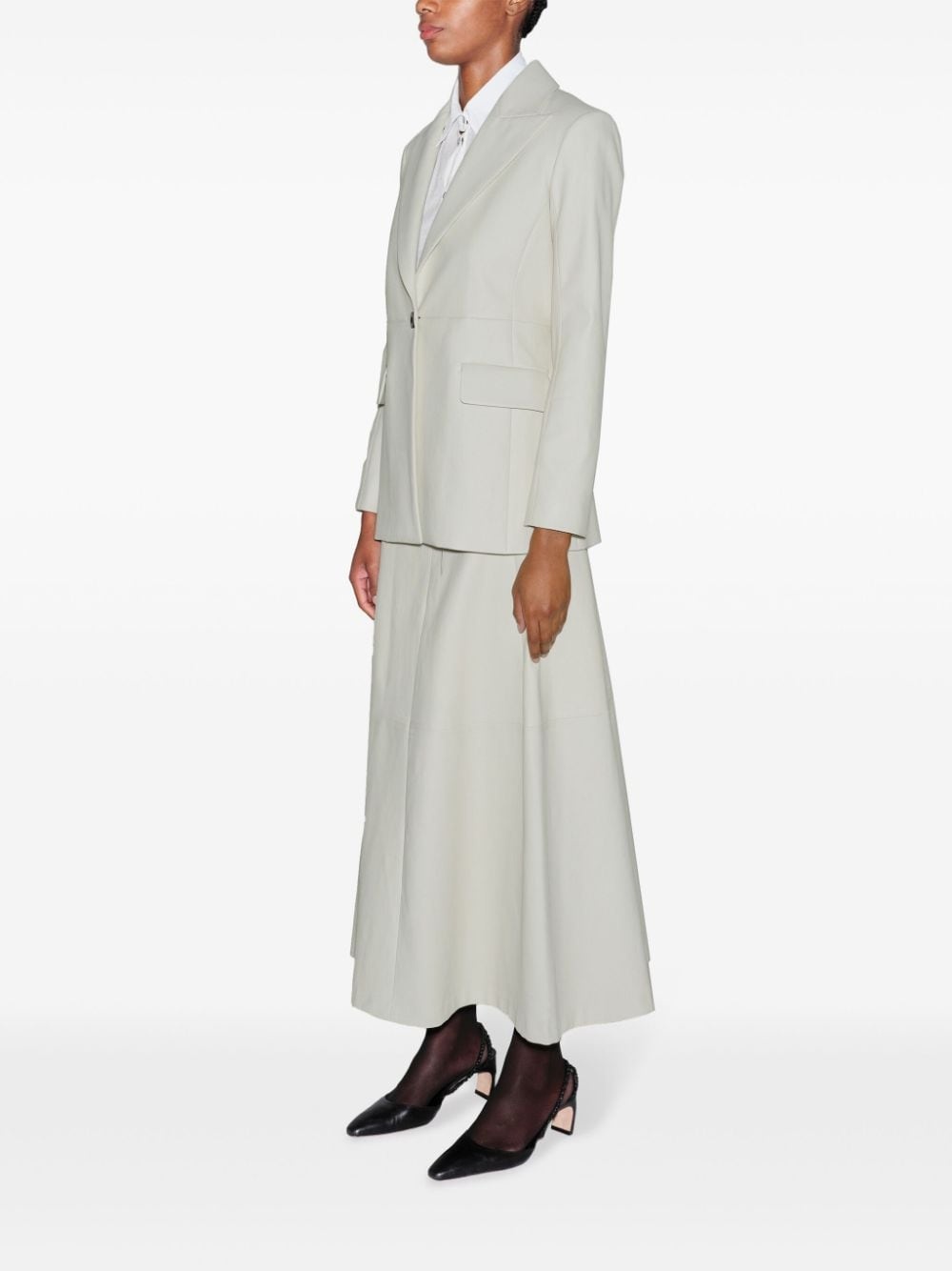 peak-lapel leather blazer - 4