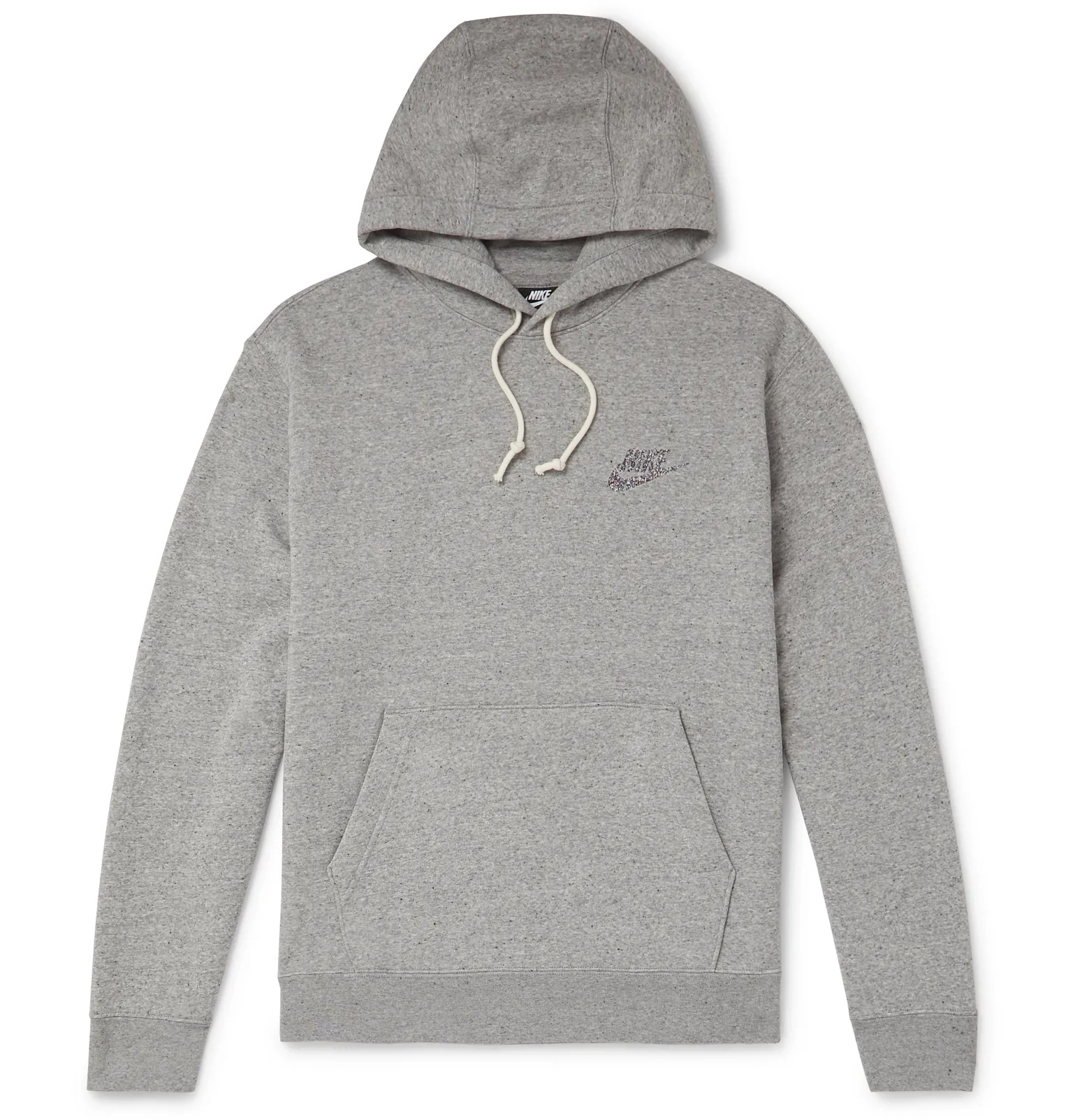 Logo-Print Mélange Fleece-Back Cotton-Blend Jersey Hoodie - 1