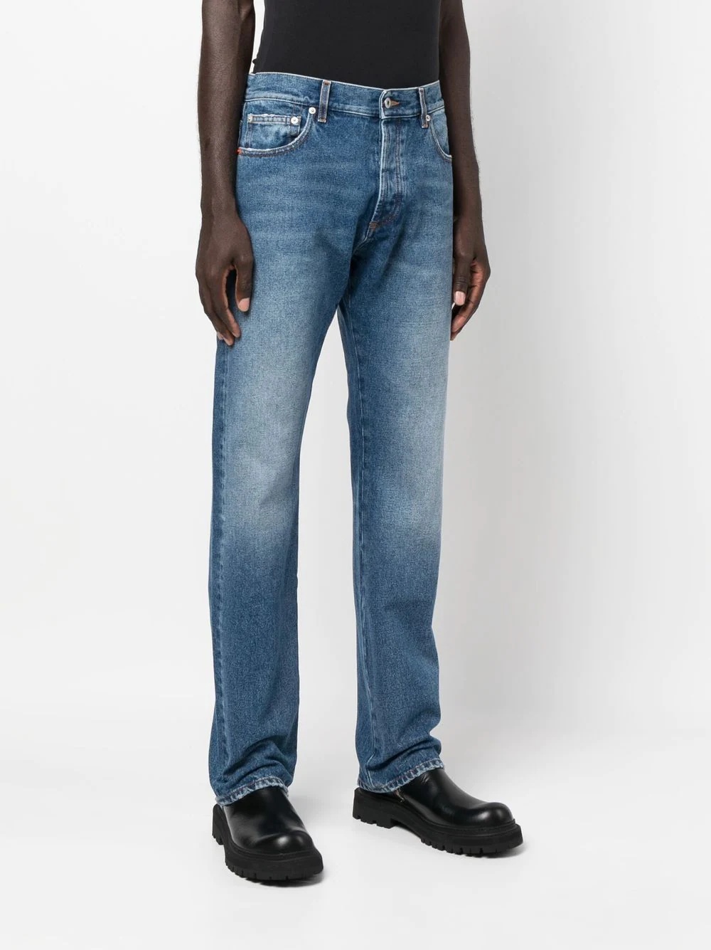 stonewashed straight-leg jeans - 3