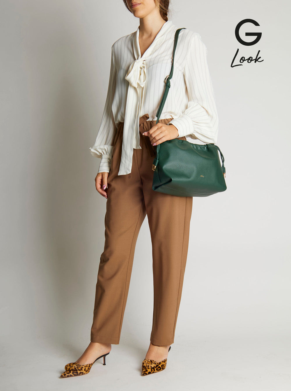 A.P.C. Women 'Ninon' Green Mini Crossbody Bag With Drawstring Closure And Embossed Logo Lettering On - 6