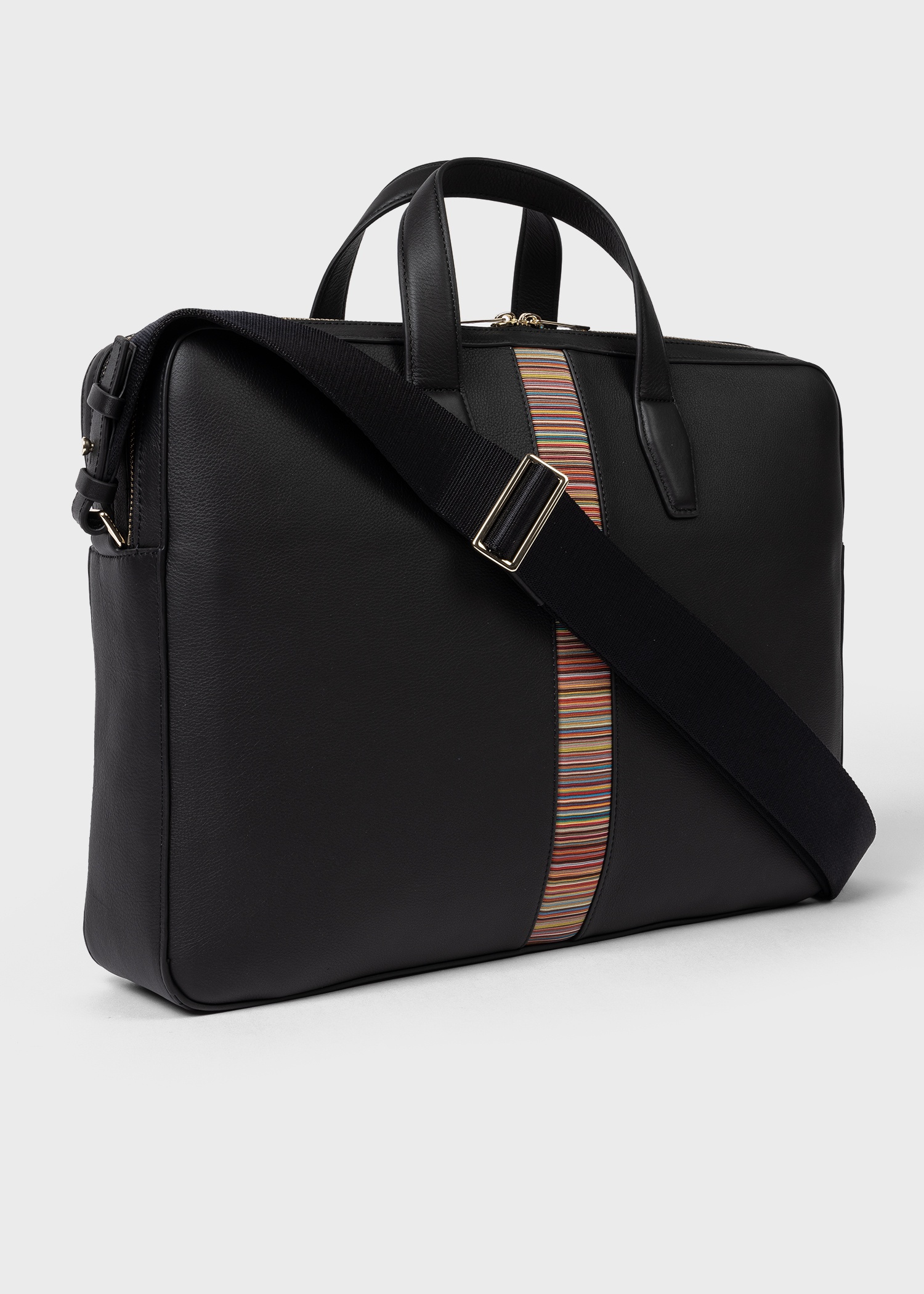 Black Leather 'Signature Stripe' Business Folio - 6