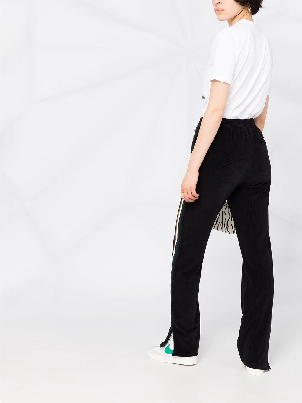 side-stripe corduroy track pants - 4