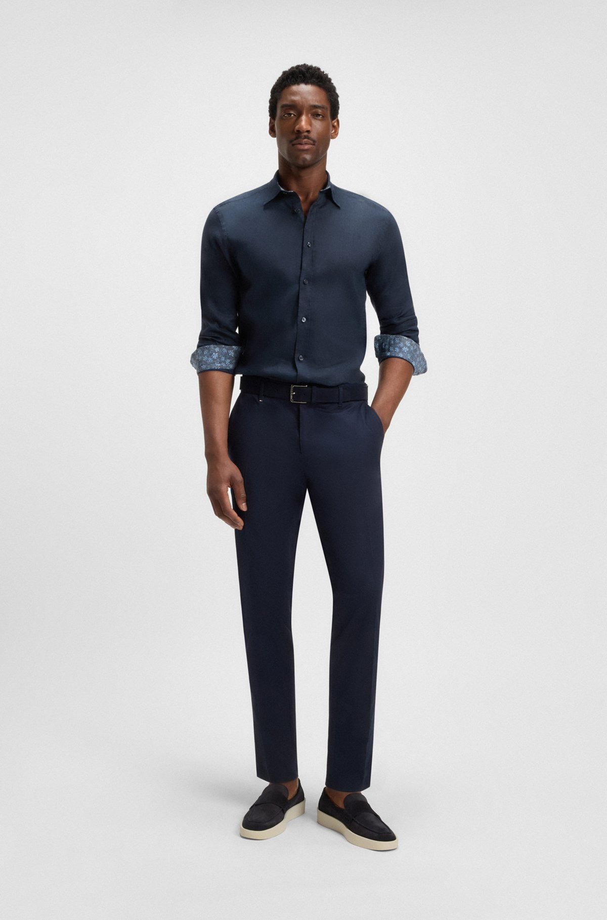 SLIM-FIT SHIRT IN STRETCH LINEN - 4