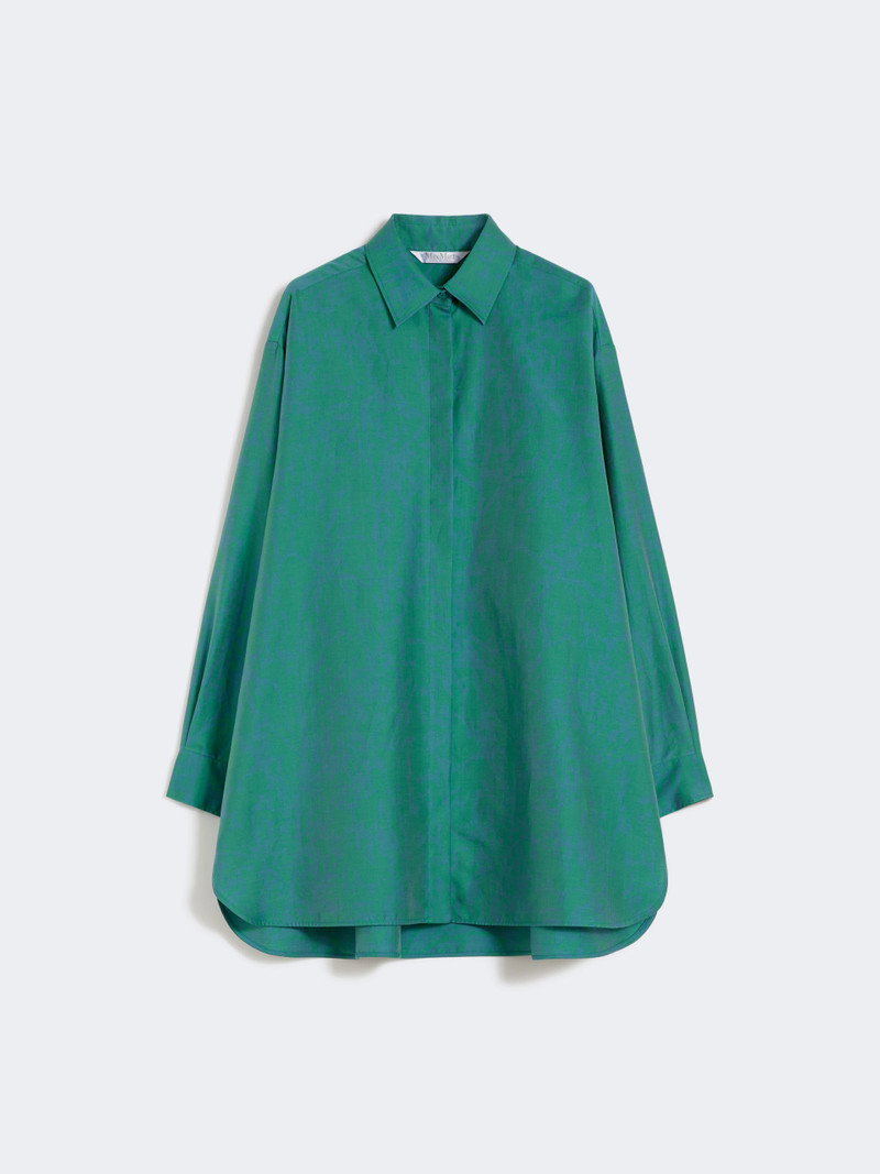 BIRD Printed cotton and silk shirt dress - GREEN 1
