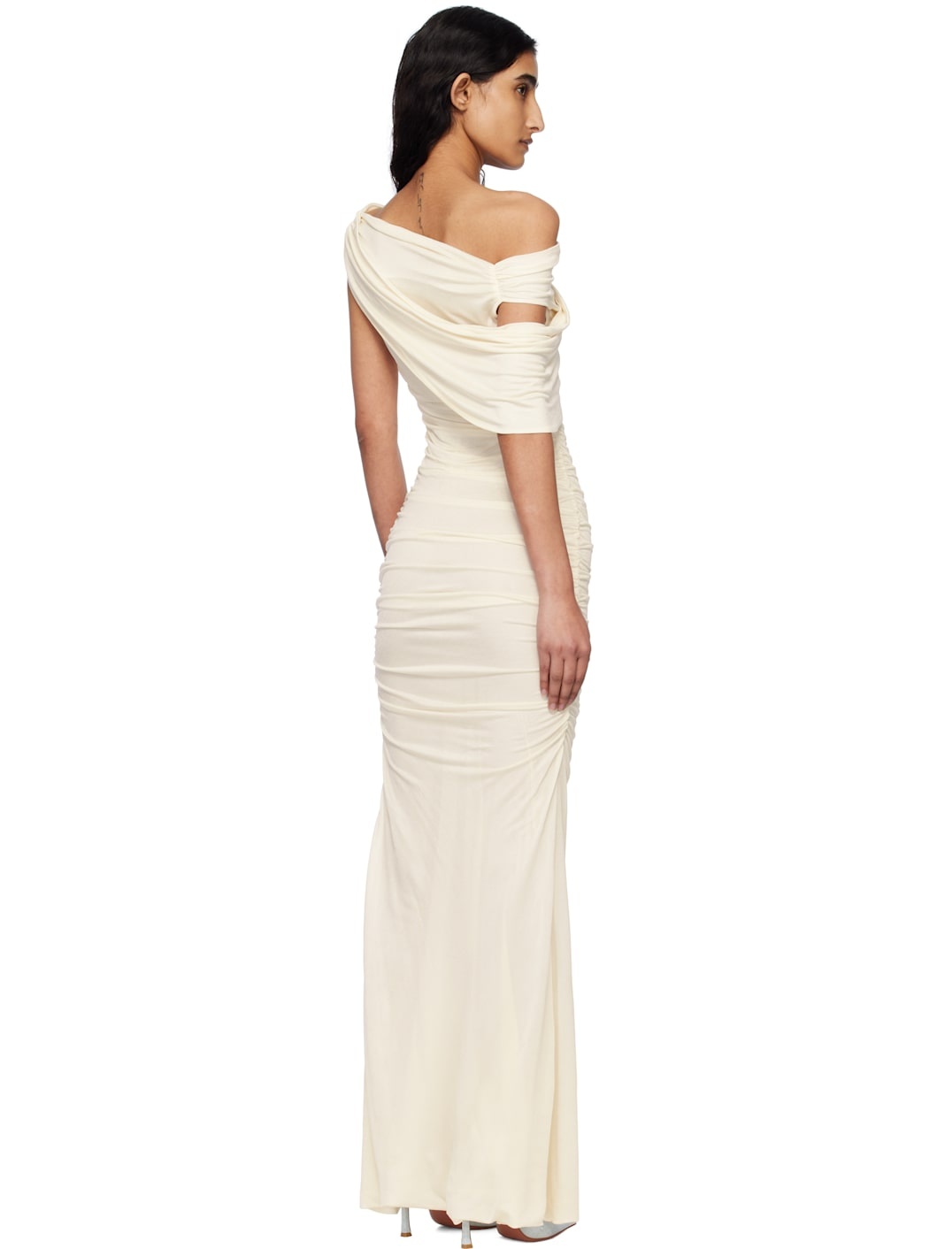 Off-White One-Shoulder Maxi Dress - 3