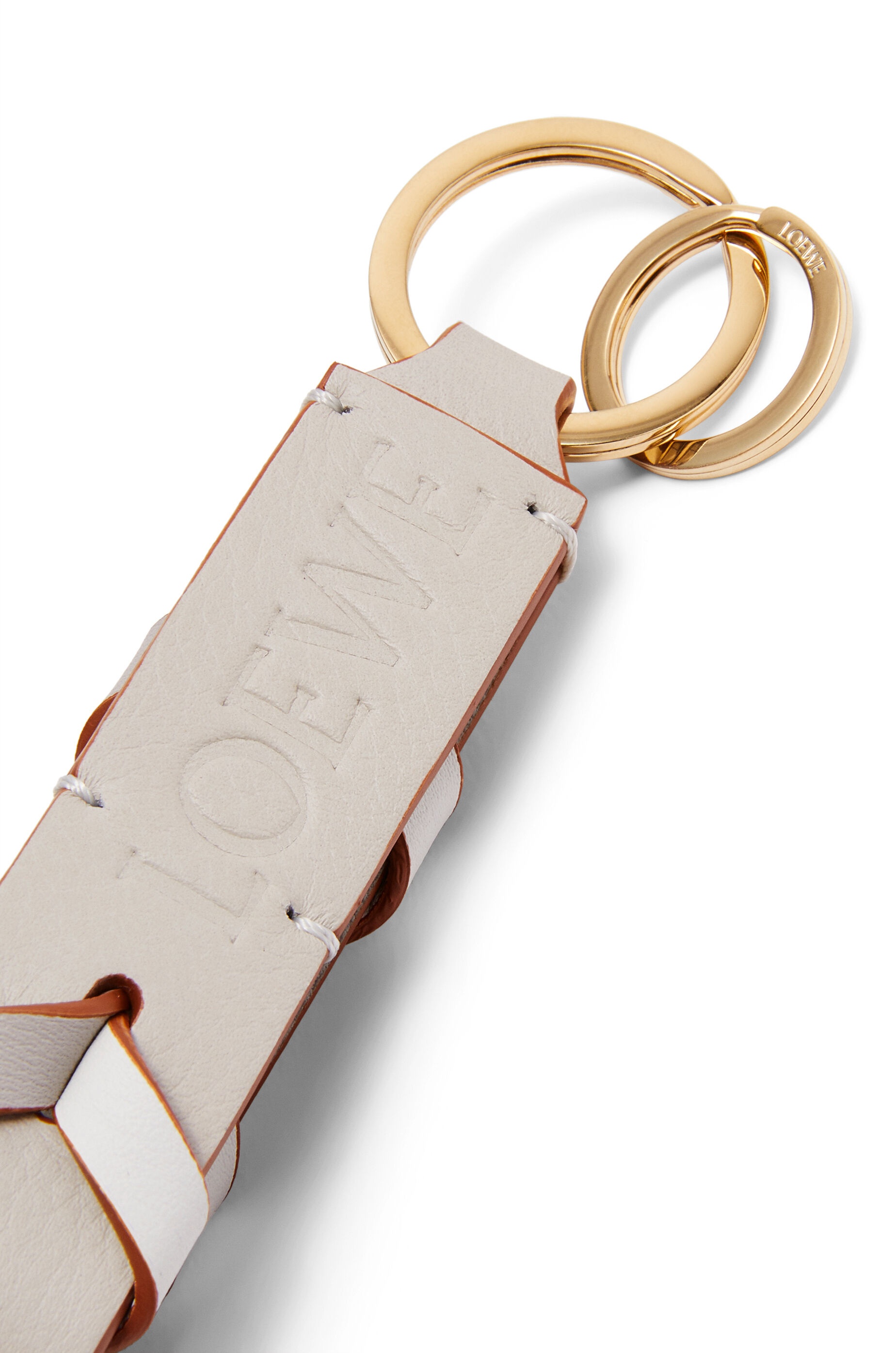 Braided strap keyring in calfskin and brass - 3