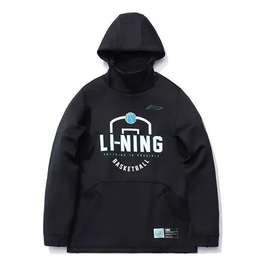 Li-Ning Sports Basketball Series Alphabet Printing Pullover Hoodie 'Black' AWDR089-1 - 1