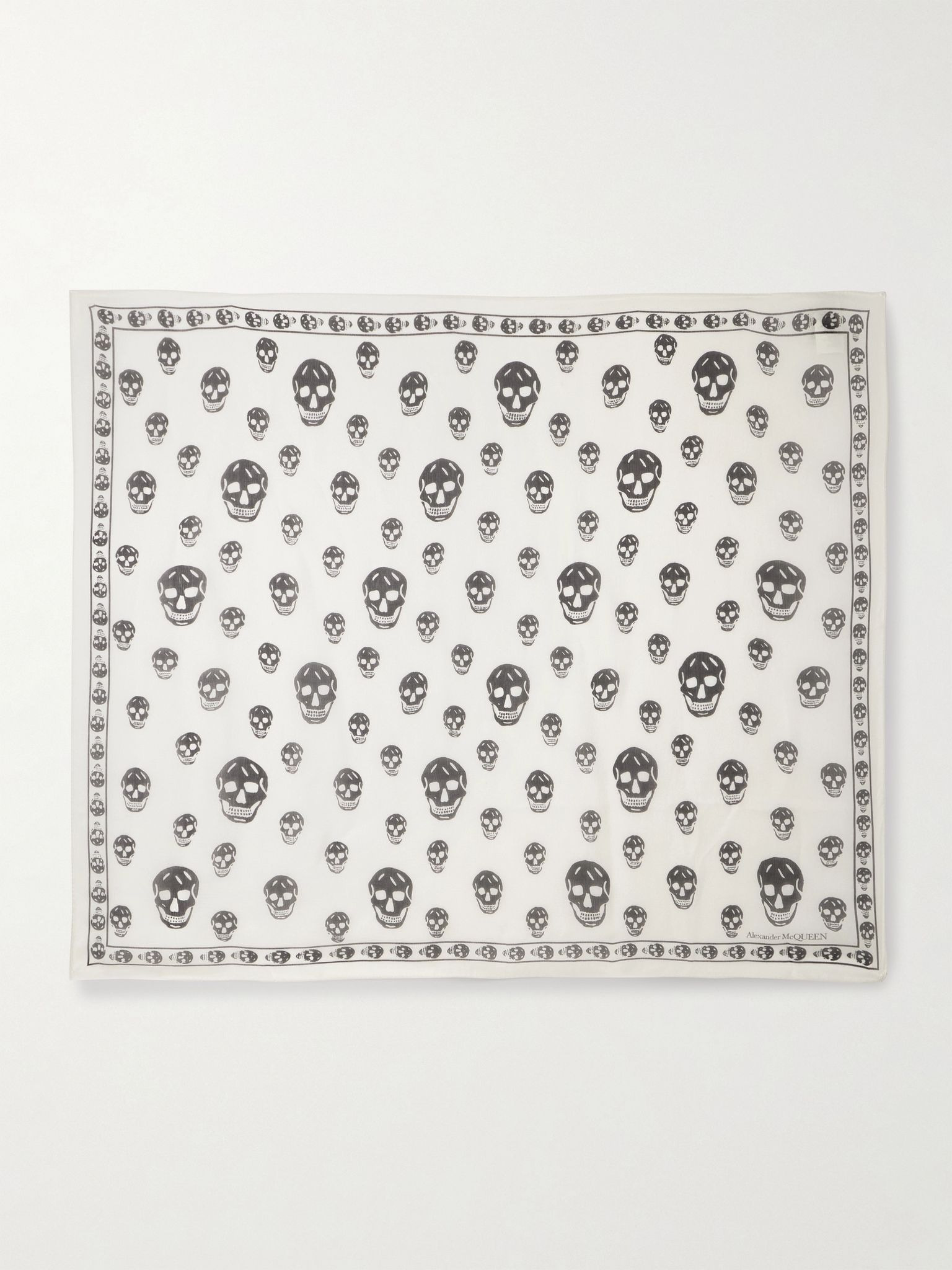 Printed silk-chiffon scarf Ivory - 1